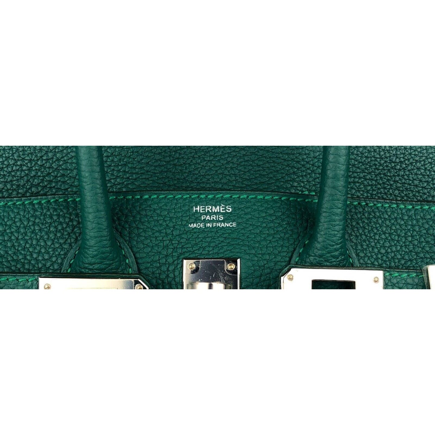 Hermes Birkin 25 Malachite Green Togo Leather Palladium Hardware Handbag