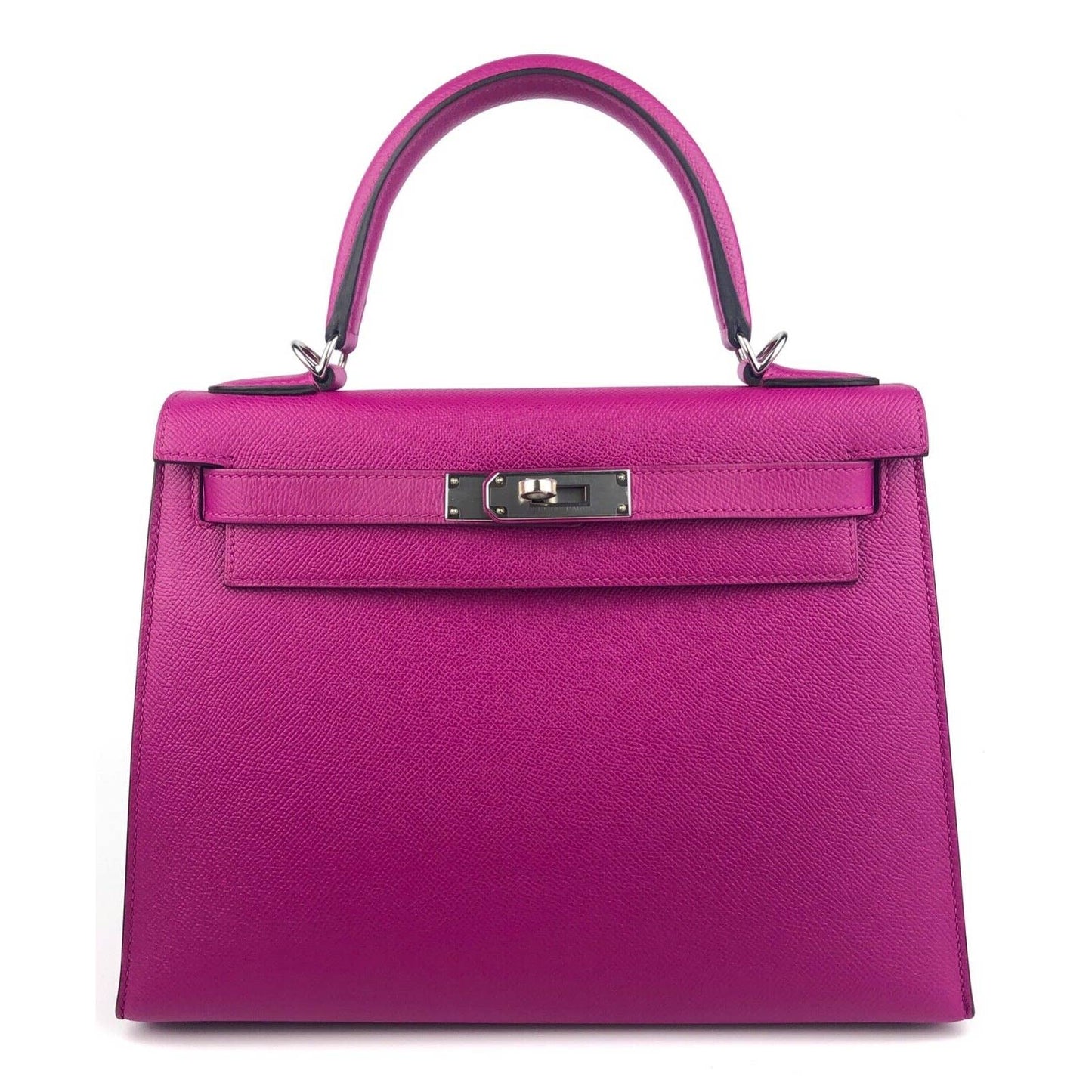 Hermes Kelly 28 Sellier Rose Pourpre Pink Purple Epso Palladium Hardware