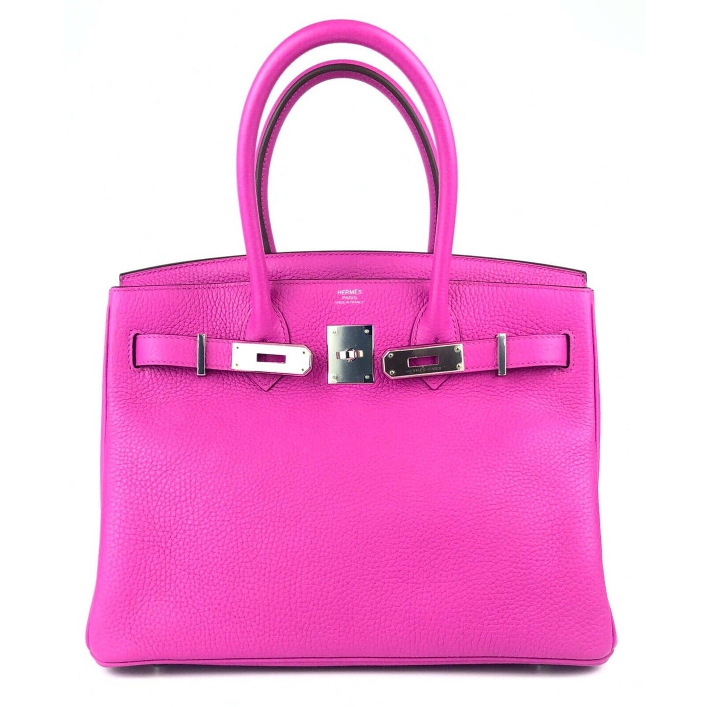 Hermes Birkin 30 Magnolia Pink Purple Leather Bag Handbag Palladium Hardware