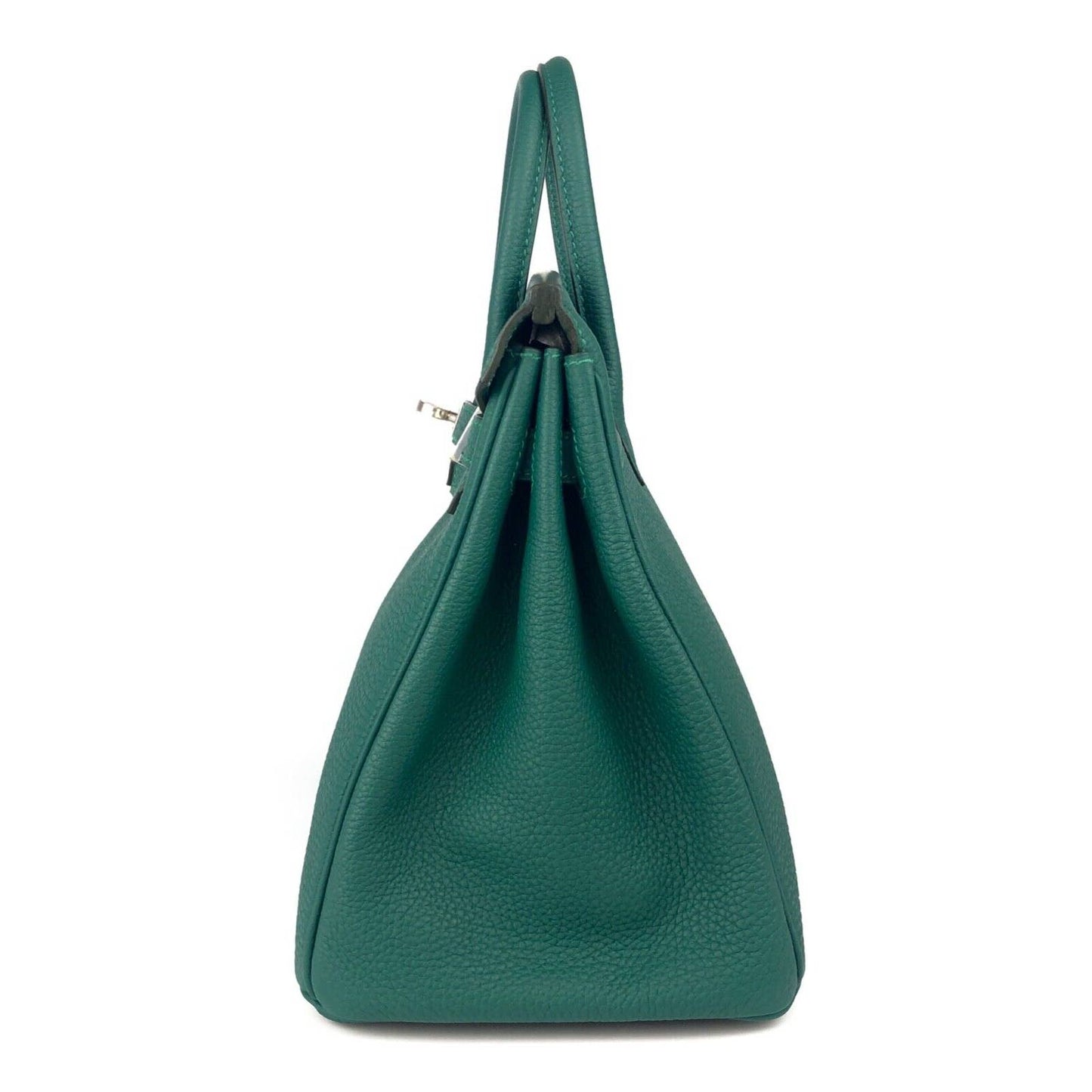 Hermes Birkin 25 Malachite Green Togo Leather Palladium Hardware Handbag