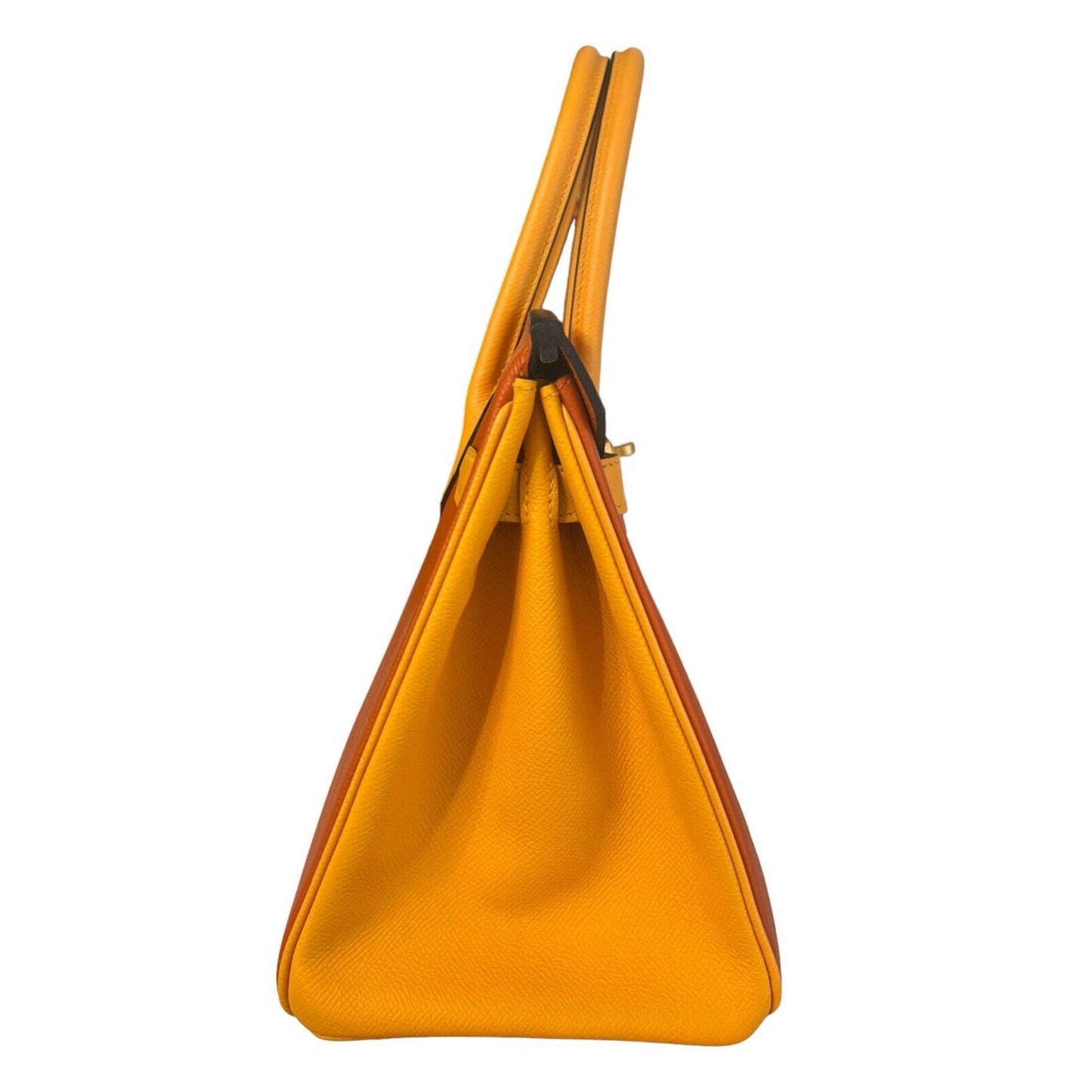 Hermes Birkin 30 Special Order Epsom Feu Orange Jaune D'or Yellow Brushed Gold