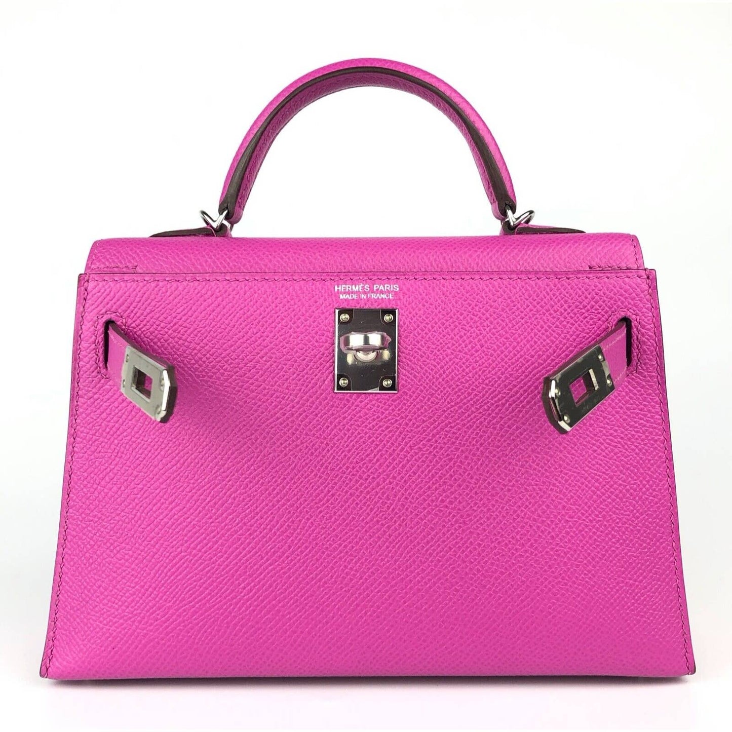 Hermes Kelly Mini 20 Magnolia Pink Purple Epsom Leather Palladium Hardware