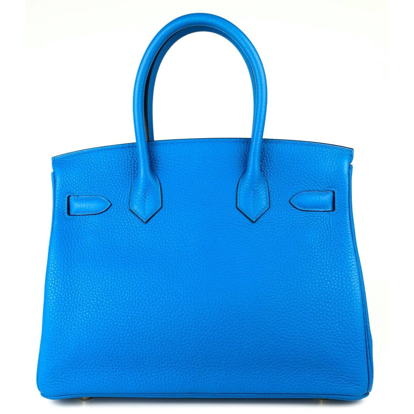 Hermes Birkin 30 Blue Zanzibar Togo Leather Bag Gold Hardware