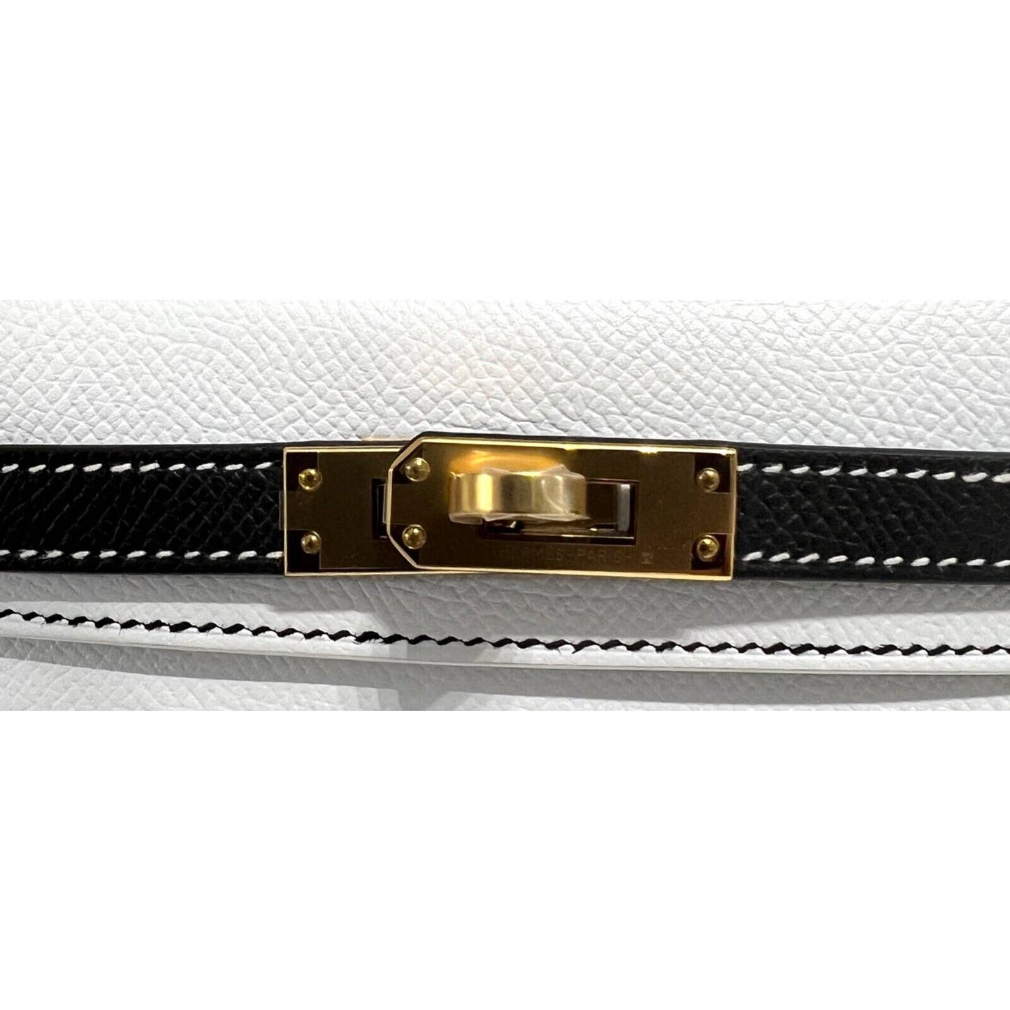 Hermes Kelly Mini 20 Special Order "Panda" Black White Epsom Leather Gold Hardware