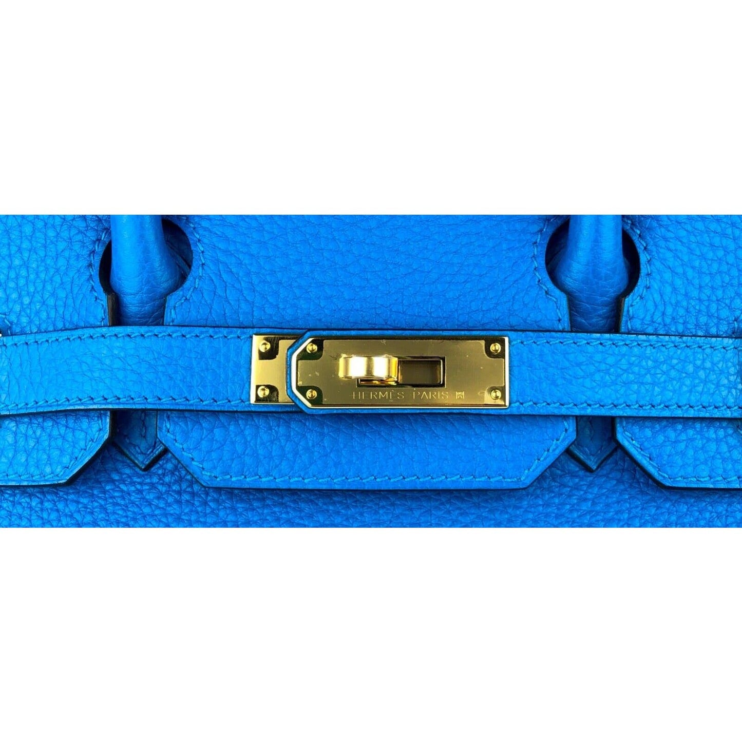 Hermes Birkin 30 Blue Zanzibar Togo Leather Bag Gold Hardware