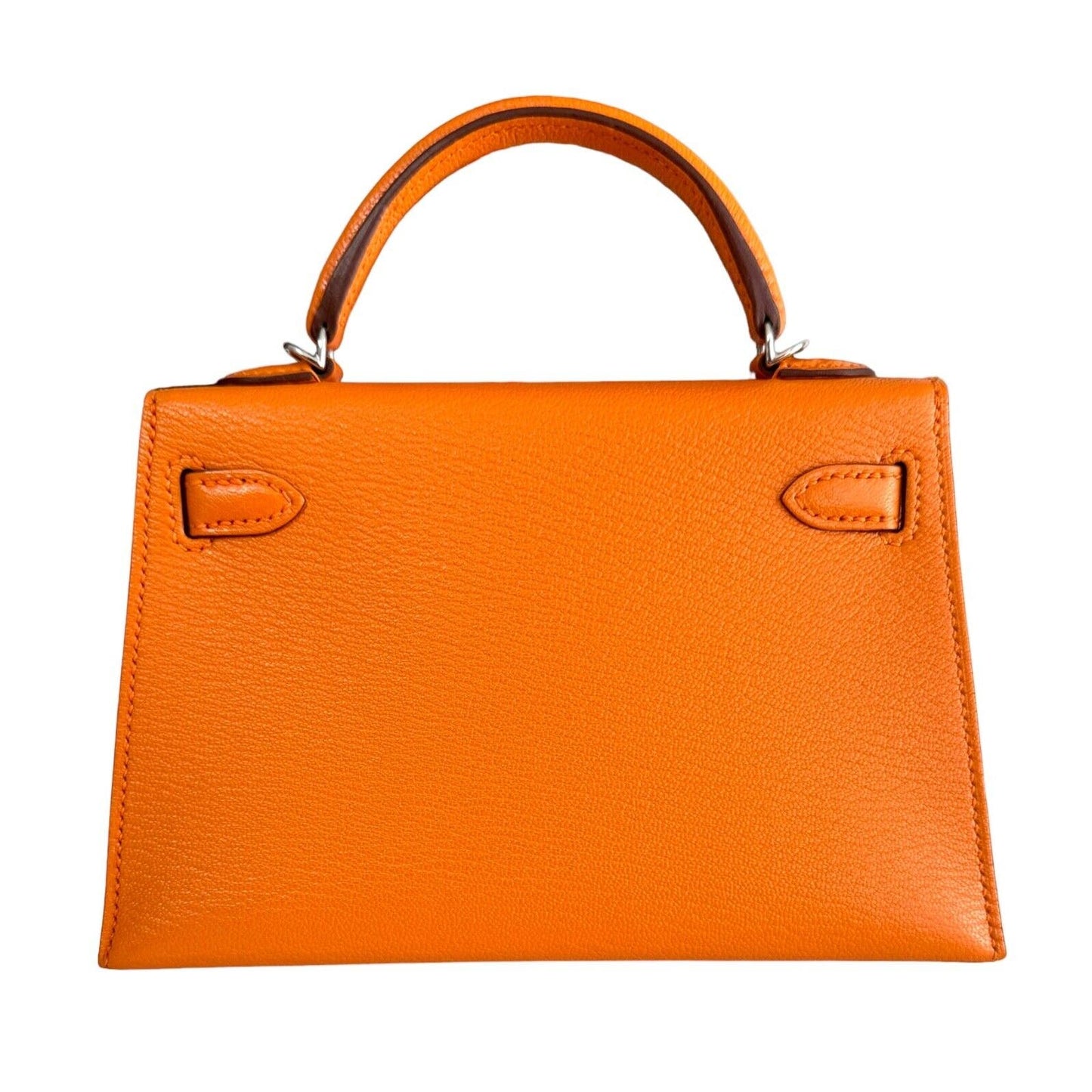 Hermes Kelly Mini 20 Verso Orange & Sanguine Chèvre Leather Palladium Hardware