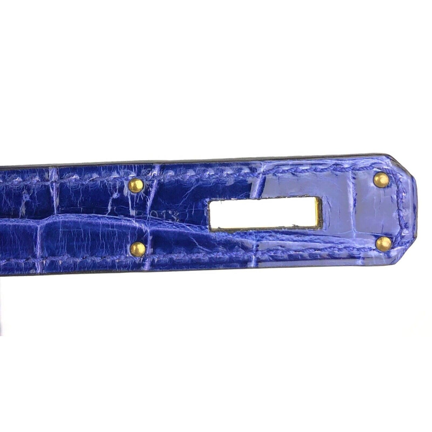 Hermes Birkin 35 Blue Electric Shiny Porosus Crocodile Gold Hardware