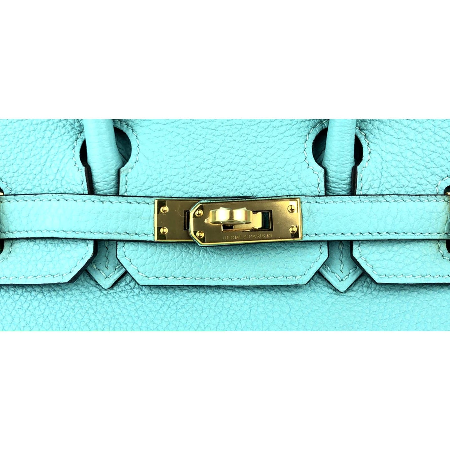 Hermes Birkin 25 Blue Atoll Tiffany Blue Togo Leather Gold Hardware Handbag Bag