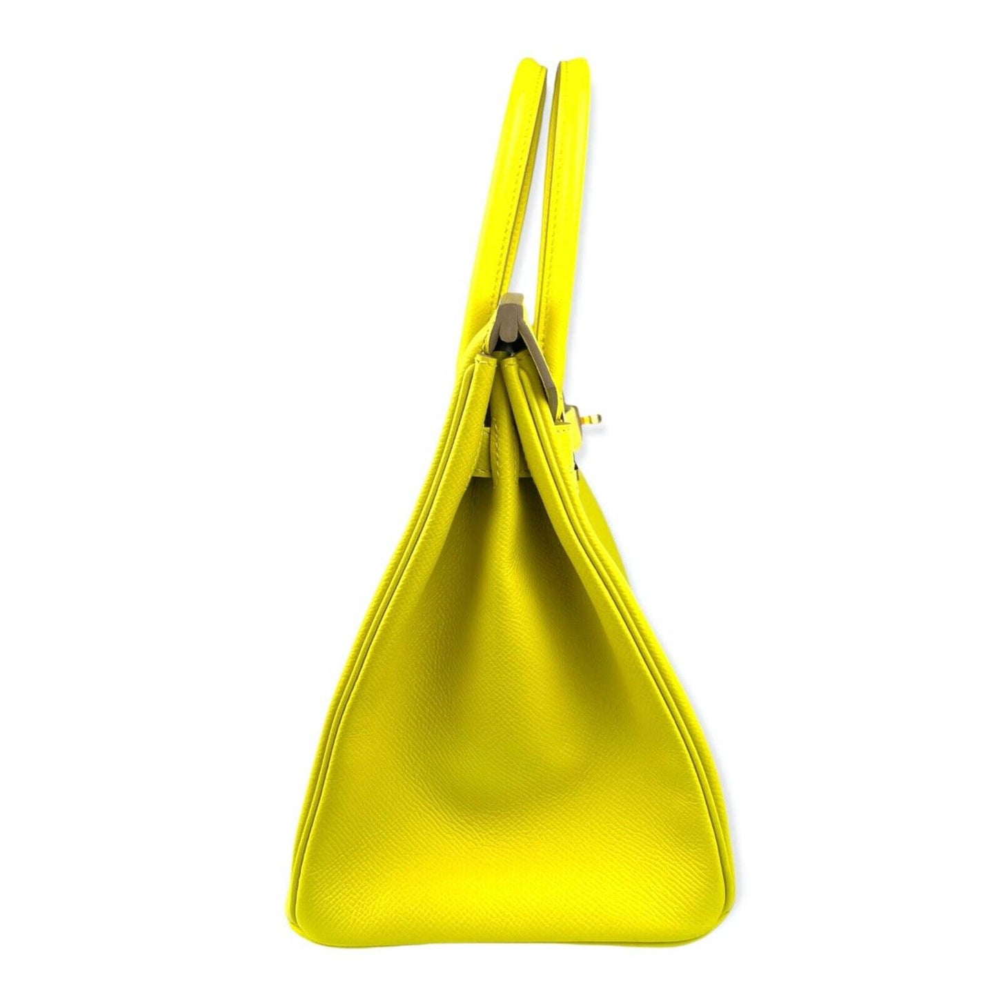 Hermes Birkin 30 Lime Yellow Epsom Leather Gold Hardware Bag Handbag