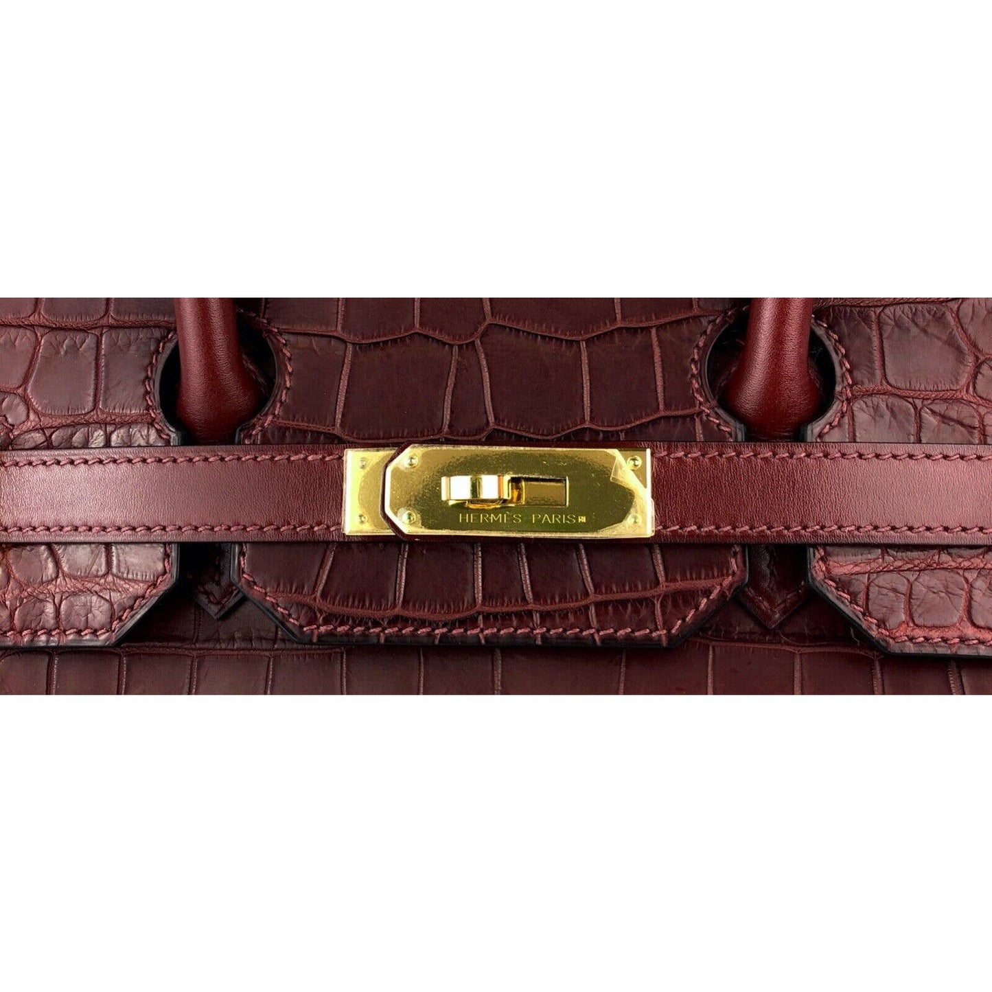 Hermes Birkin 35 Ghillies Alligator Rouge H Blue Interior Leather Gold Hardware