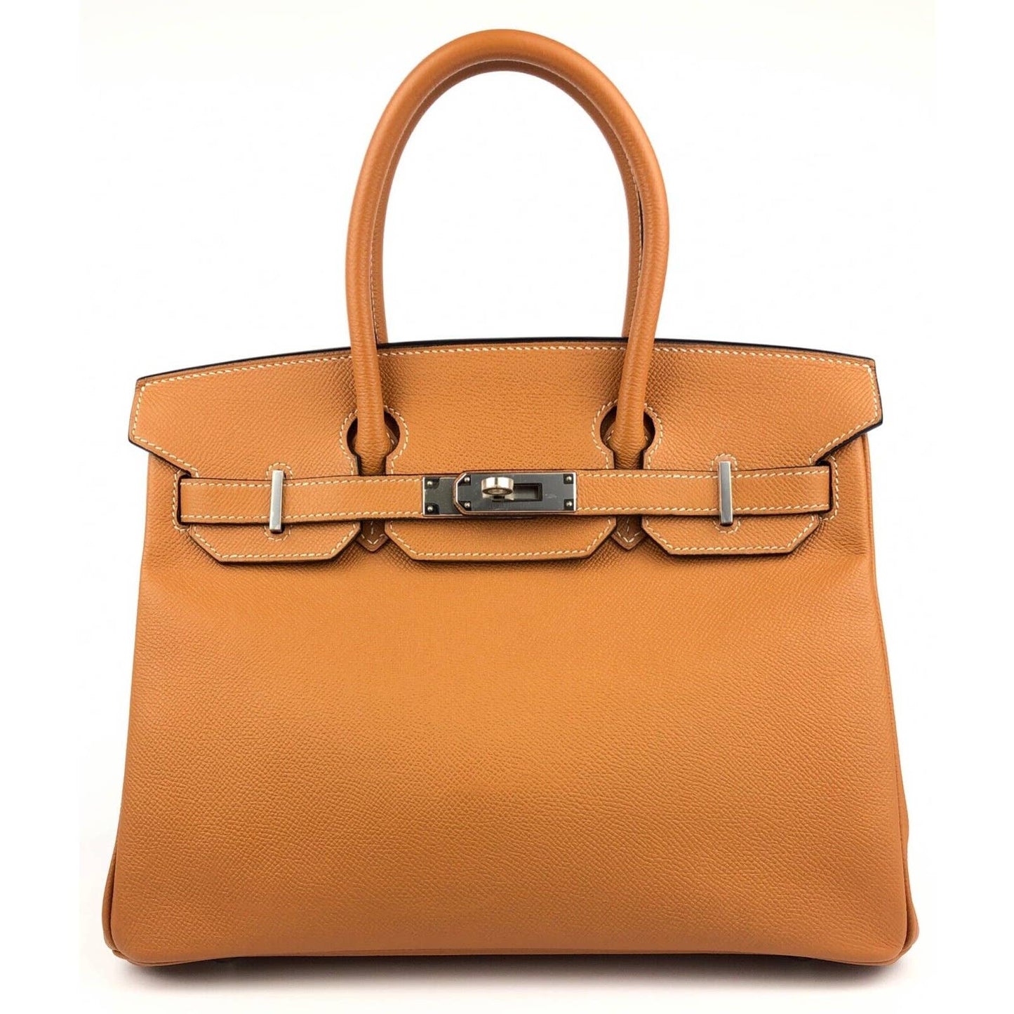 Hermes Birkin 30 Toffee Tan Camel Epsom Leather Palladium Hardware