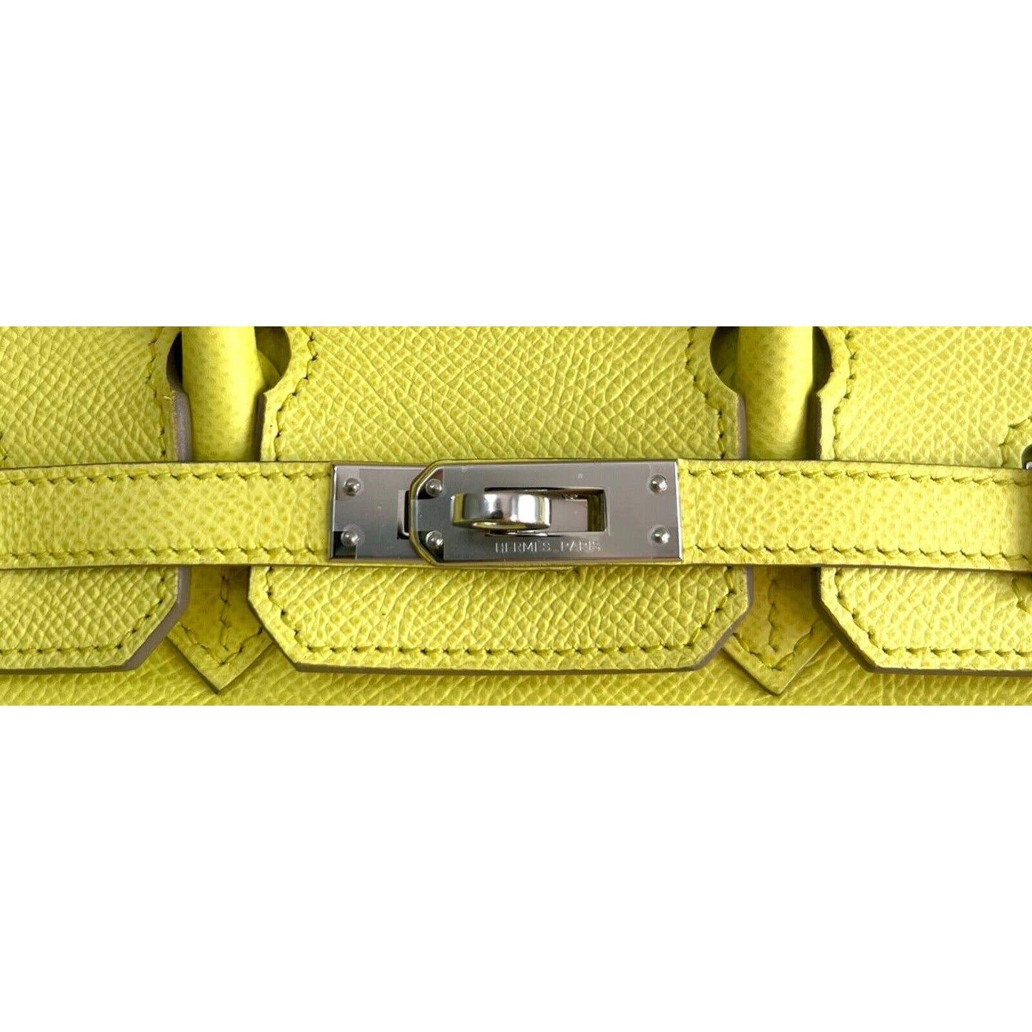 Hermes Birkin 25 Lime Yellow Epsom Leather Palladium Hardware Bag Handbag