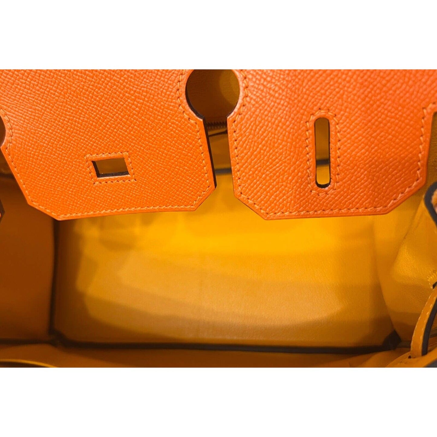 Hermes Birkin 30 Special Order Epsom Feu Orange Jaune D'or Yellow Brushed Gold