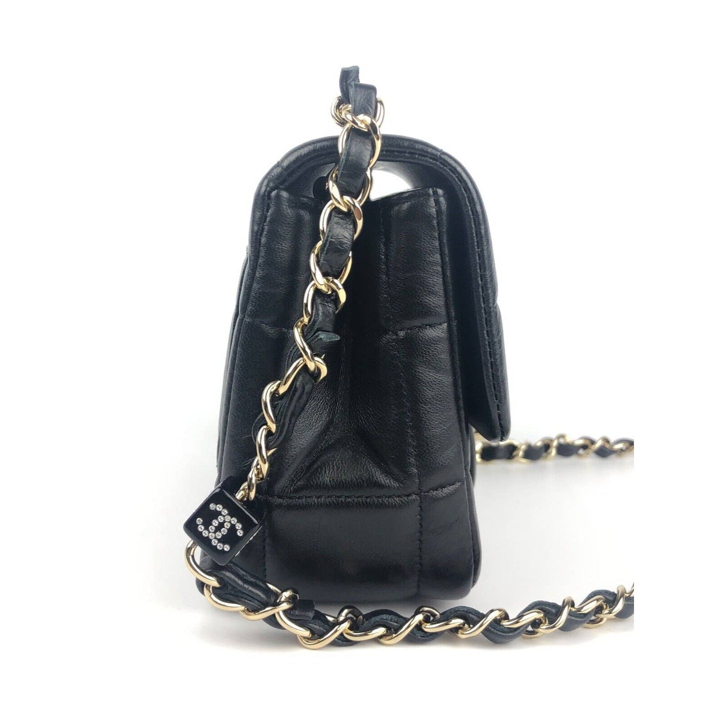 CHANEL 23C Mini Flap Chain Cube Black Bag Gold Hardware NEW