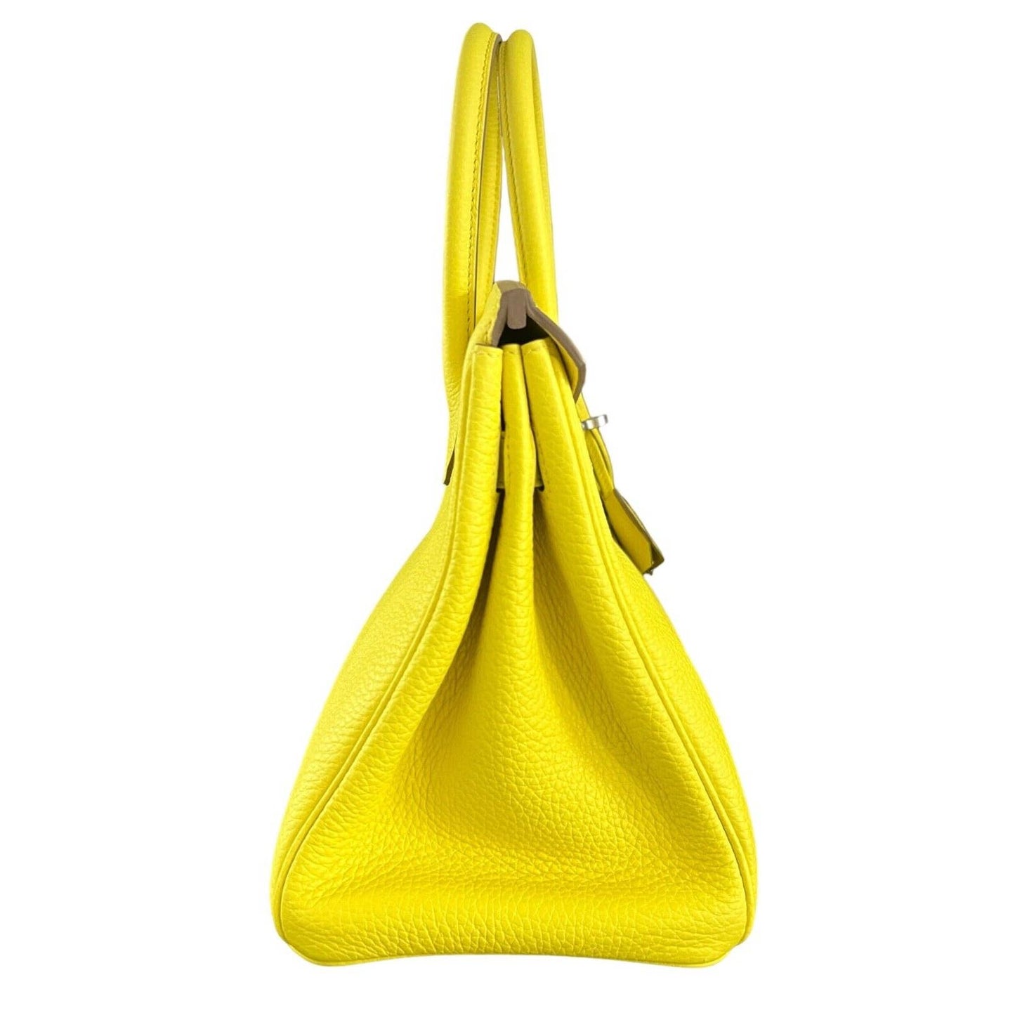 Hermes Birkin 30 Lime Yellow Leather Palladium Hardware Bag Handbag NEW 2022
