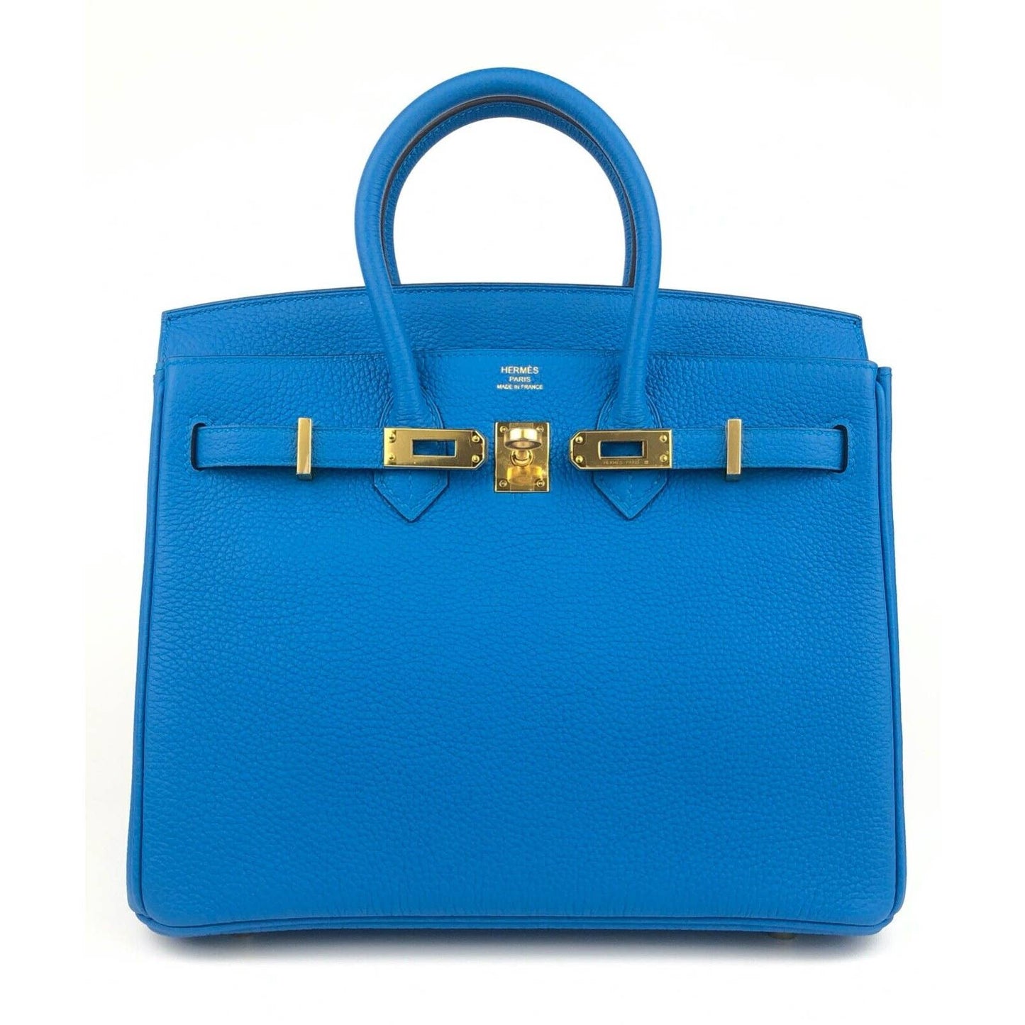 Hermes Birkin 25 Blue Zanzibar Togo Leather Gold Hardware Handbag Bag