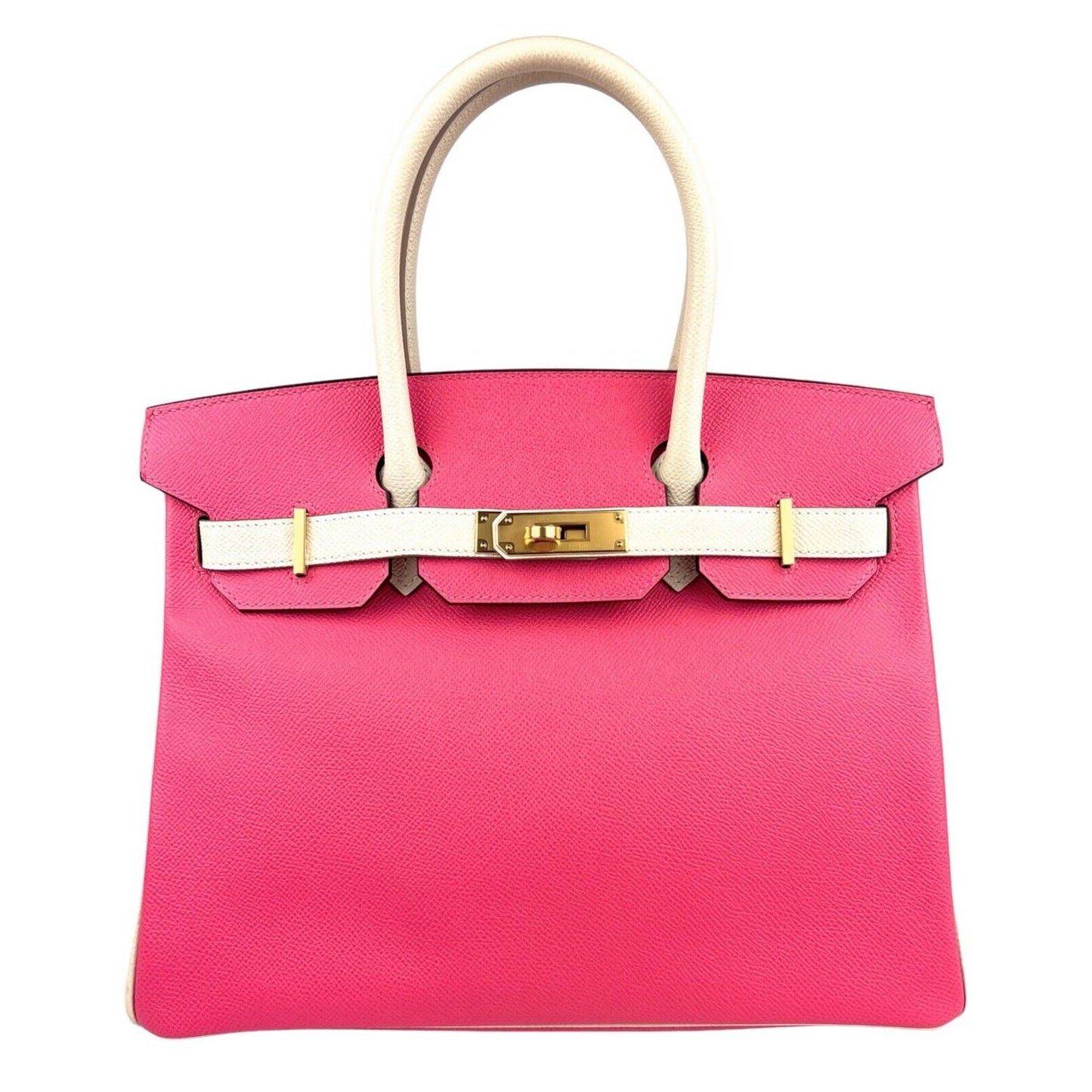 Hermes Birkin 30 Special Order Pink Rose Azalee Craie Beige White Gold Hardware