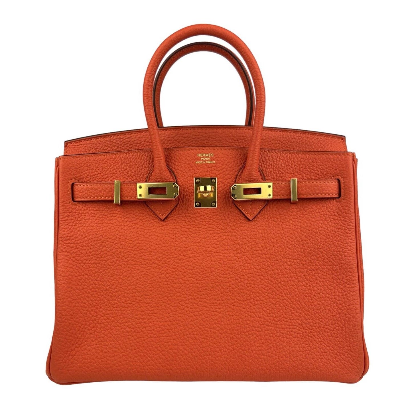 Hermes Birkin 25 Feu Orange Togo Handbag Bag Gold Hardware 2019
