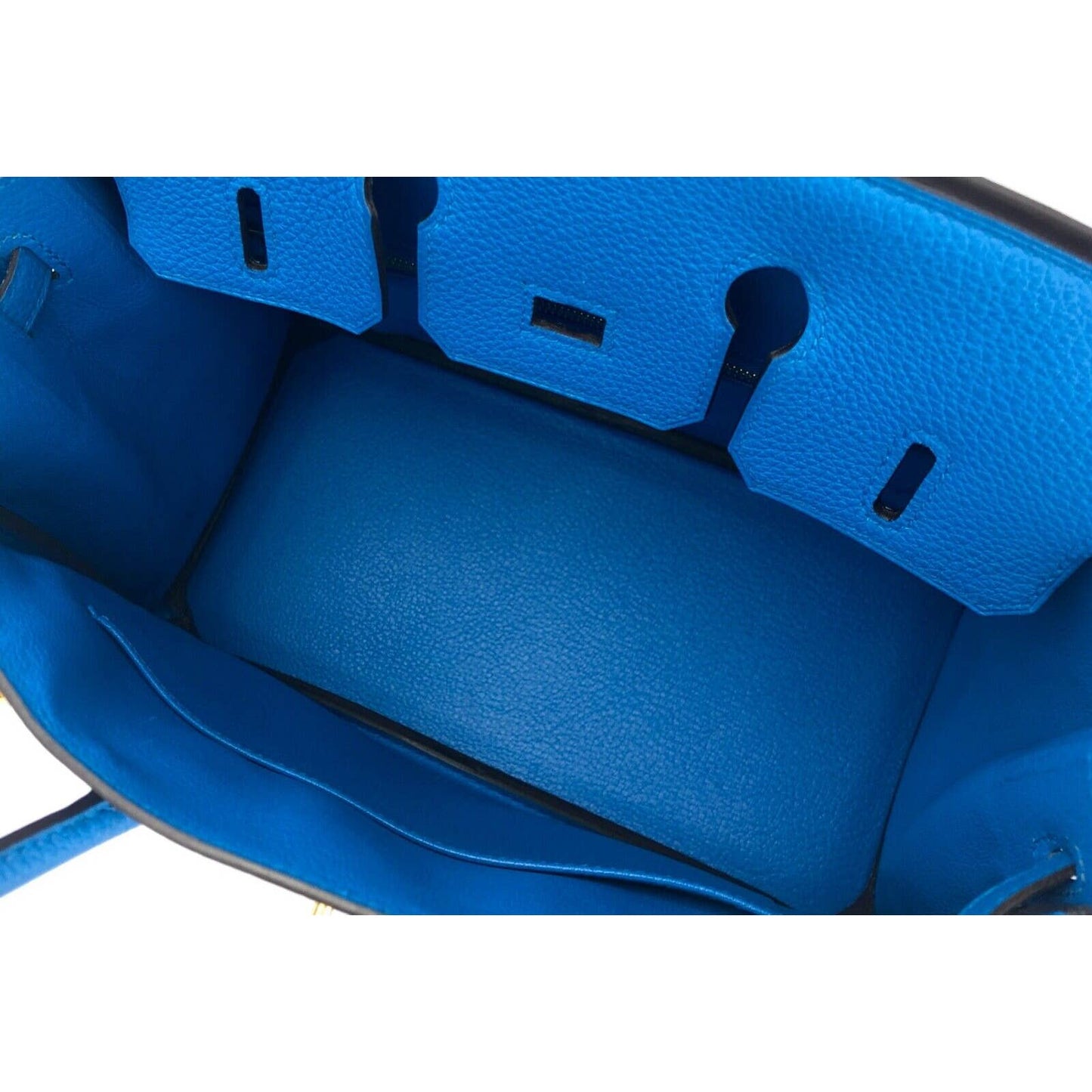 Hermes Birkin 25 Blue Zanzibar Togo Leather Gold Hardware Handbag Bag