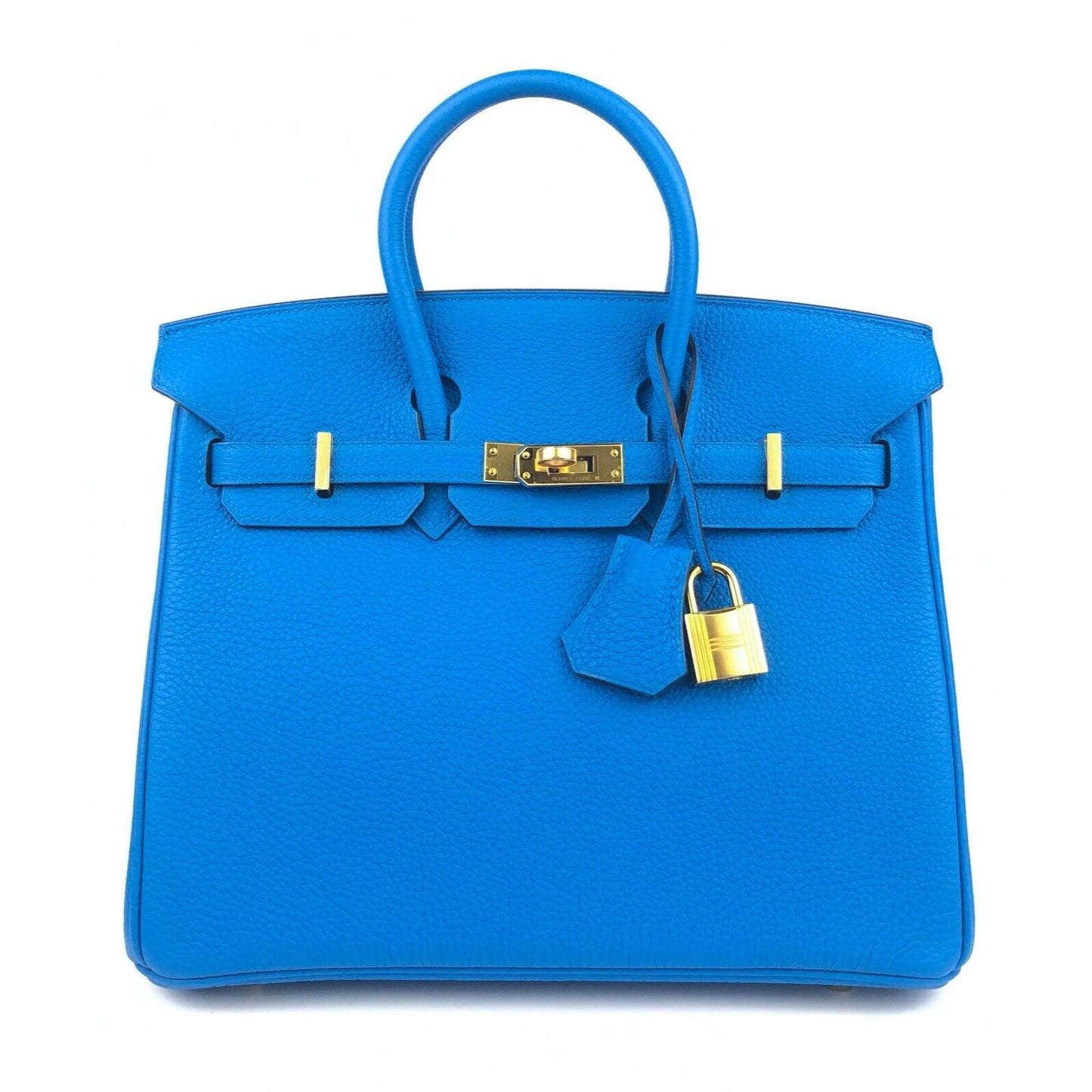 Hermes Birkin 25 Blue Zanzibar Togo Leather Gold Hardware Handbag Bag