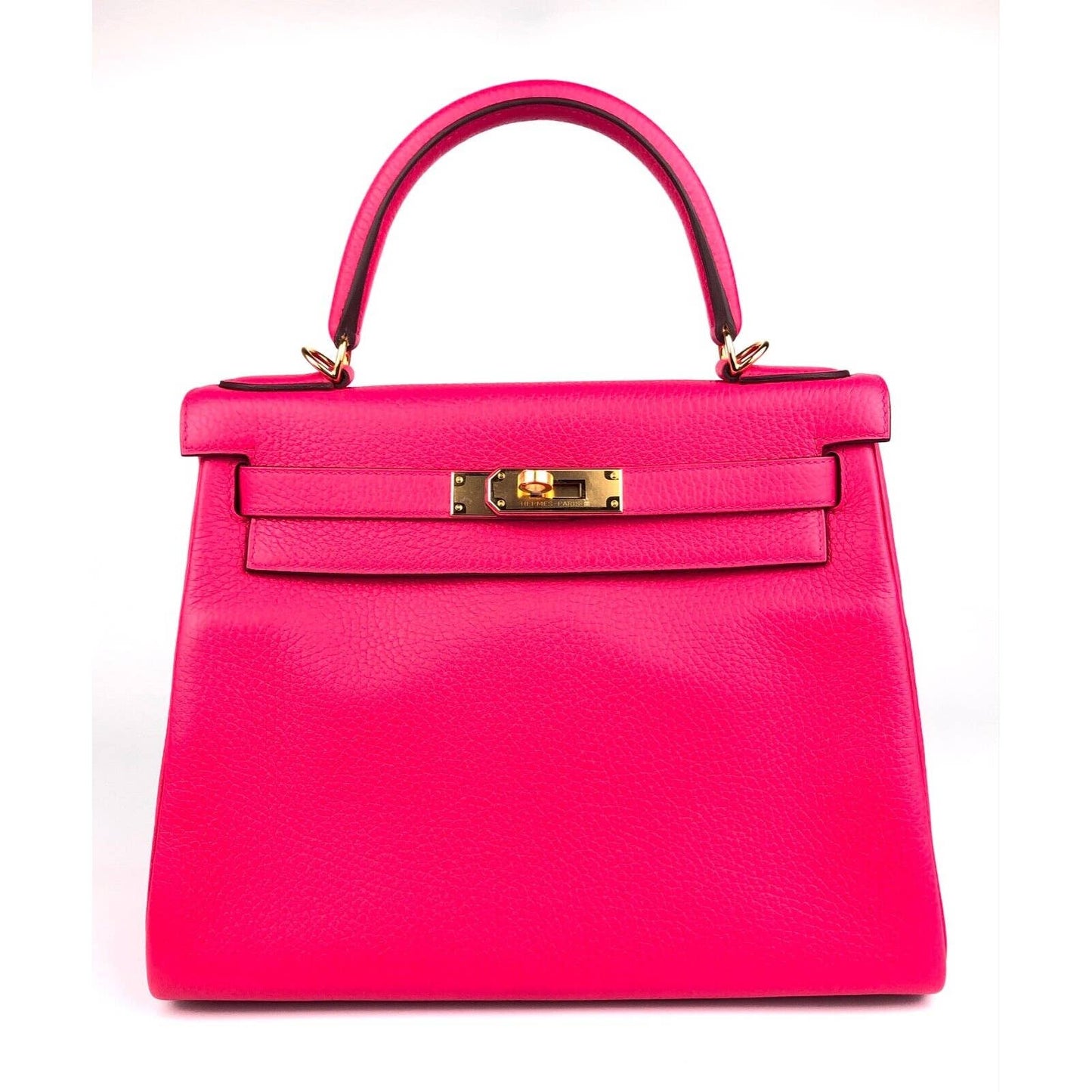 Hermes Kelly 28 Rose Extreme Pink Leather Shoulder Bag Gold Hardware 2019