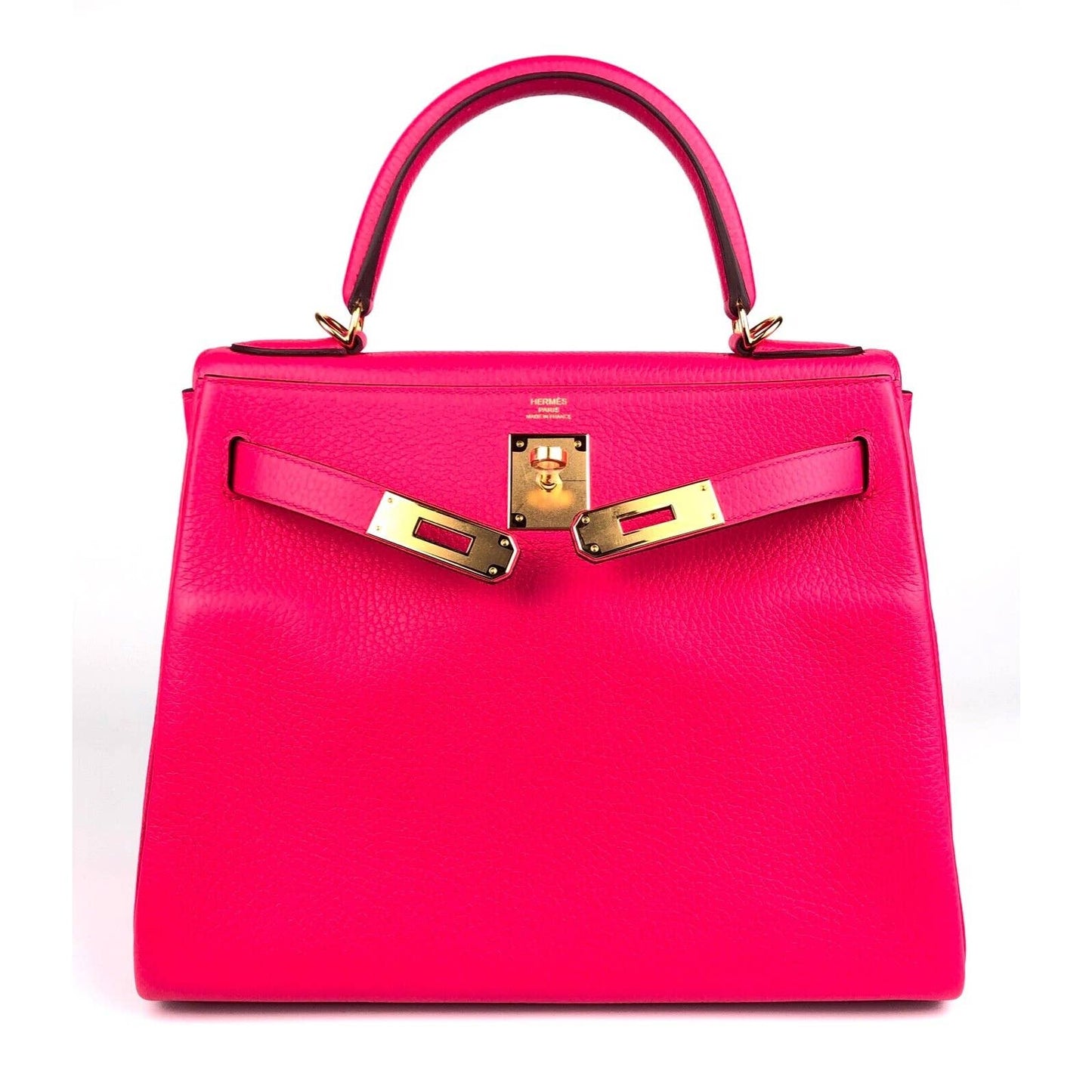 Hermes Kelly 28 Rose Extreme Pink Leather Shoulder Bag Gold Hardware 2019