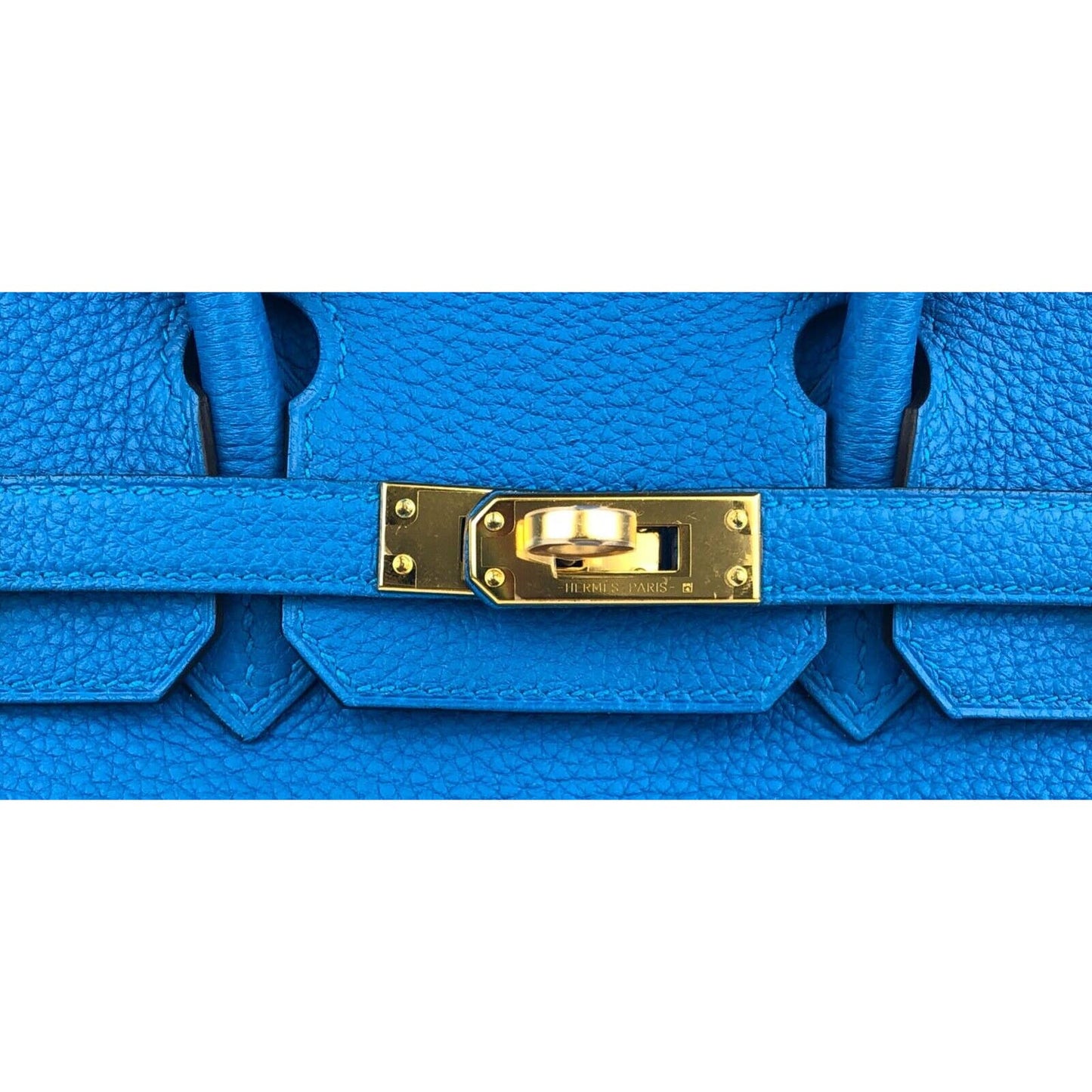 Hermes Birkin 25 Blue Zanzibar Togo Leather Gold Hardware Handbag Bag
