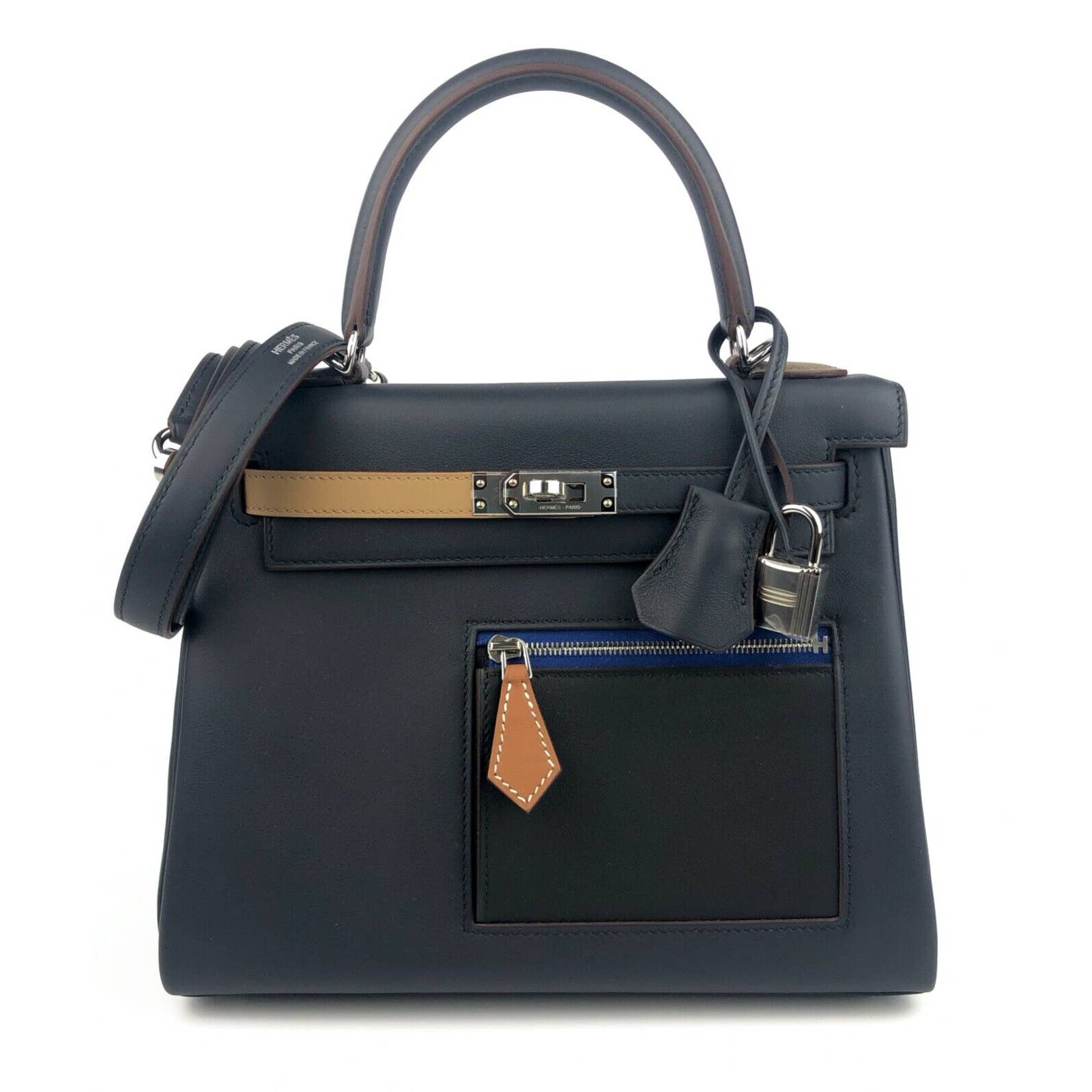Hermes Kelly 25 Colormatic Blue Black Chai Gold Leather Palladium Hard –  Lux Addicts