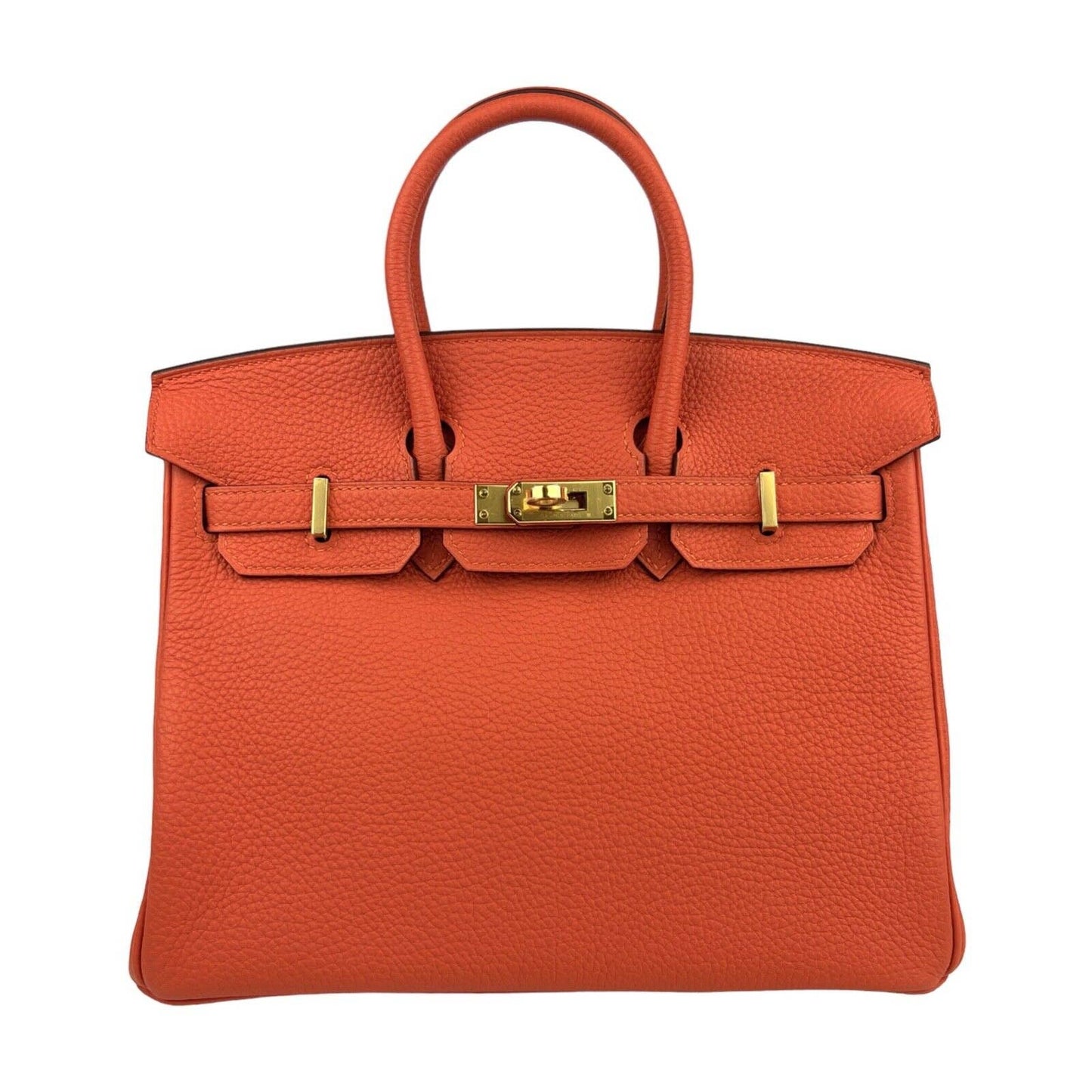 Hermes Birkin 25 Feu Orange Togo Handbag Bag Gold Hardware 2019