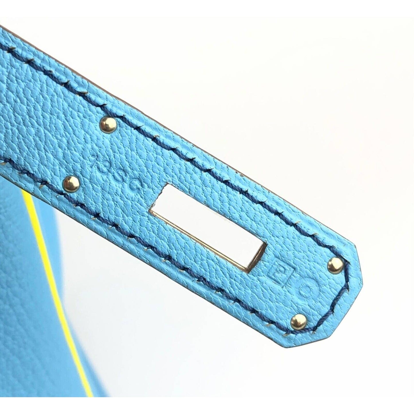 Hermes Birkin 30 Special Order Blue Ciel Lime Yellow Chèvre Palladium Hardware