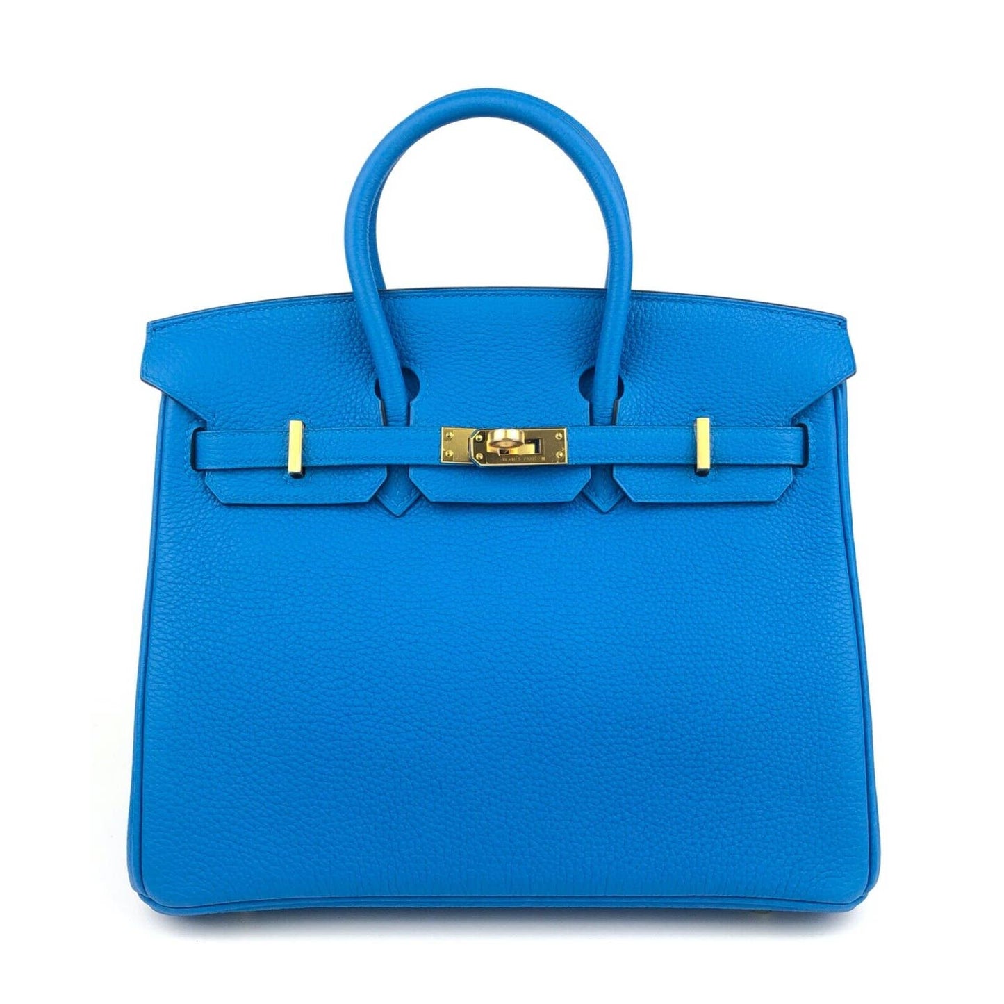 Hermes Birkin 25 Blue Zanzibar Togo Leather Gold Hardware Handbag Bag