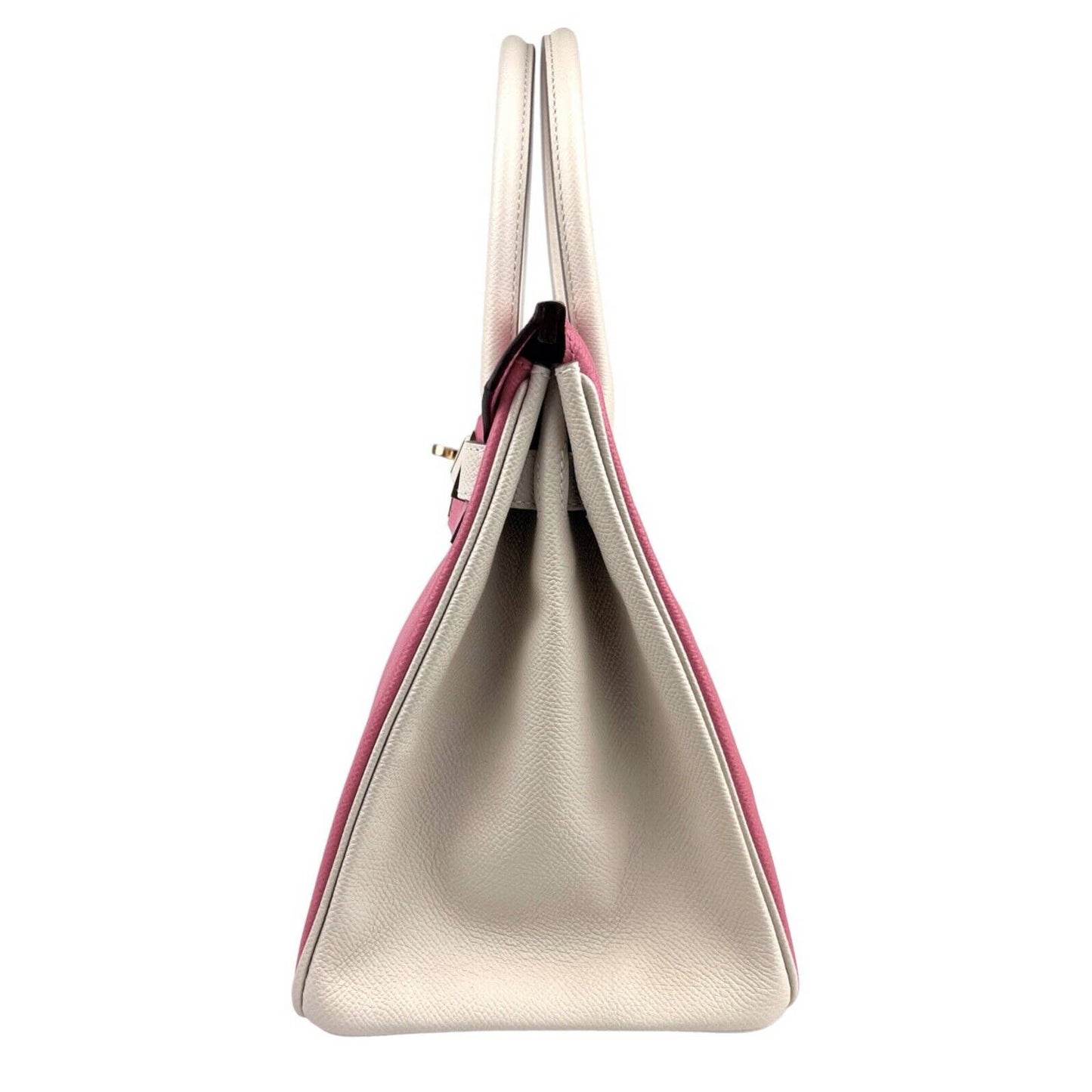 Hermes Birkin 30 Special Order Pink Rose Azalee Craie Beige White Gold Hardware