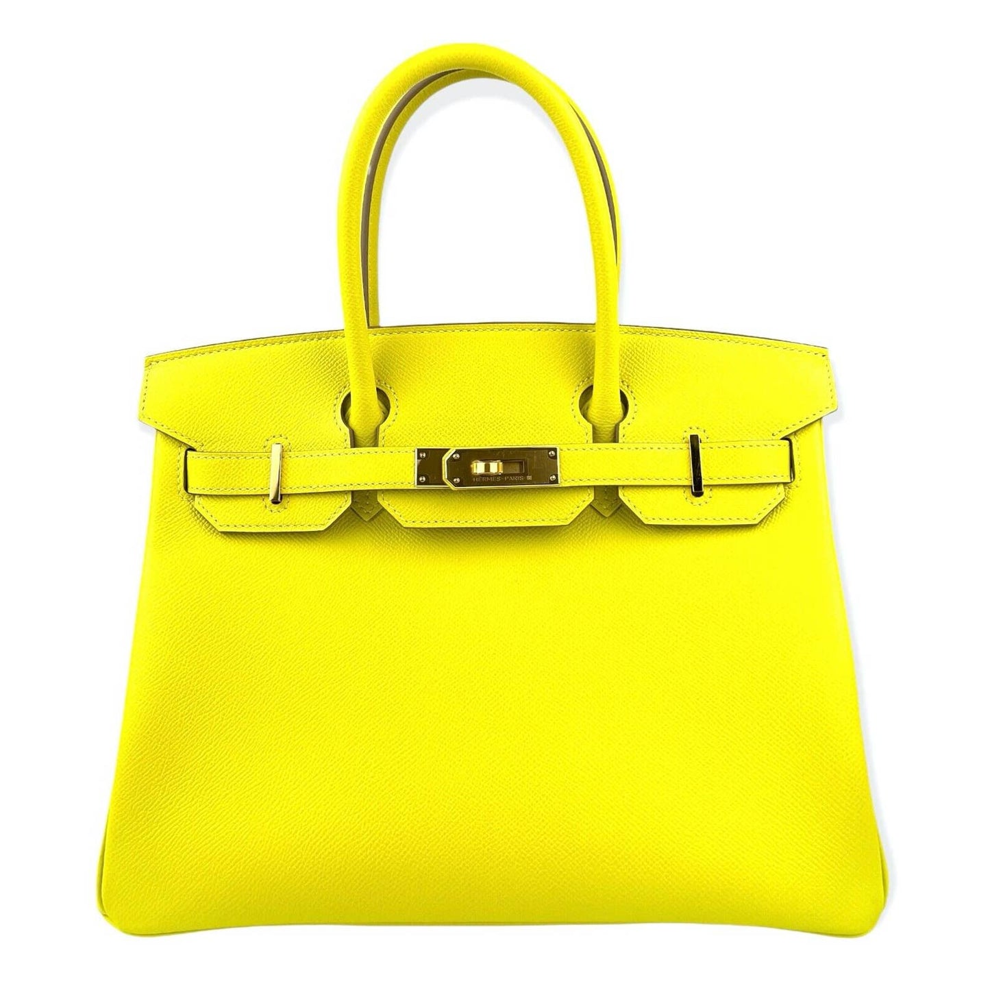 Hermes Birkin 30 Lime Yellow Epsom Leather Gold Hardware Bag Handbag
