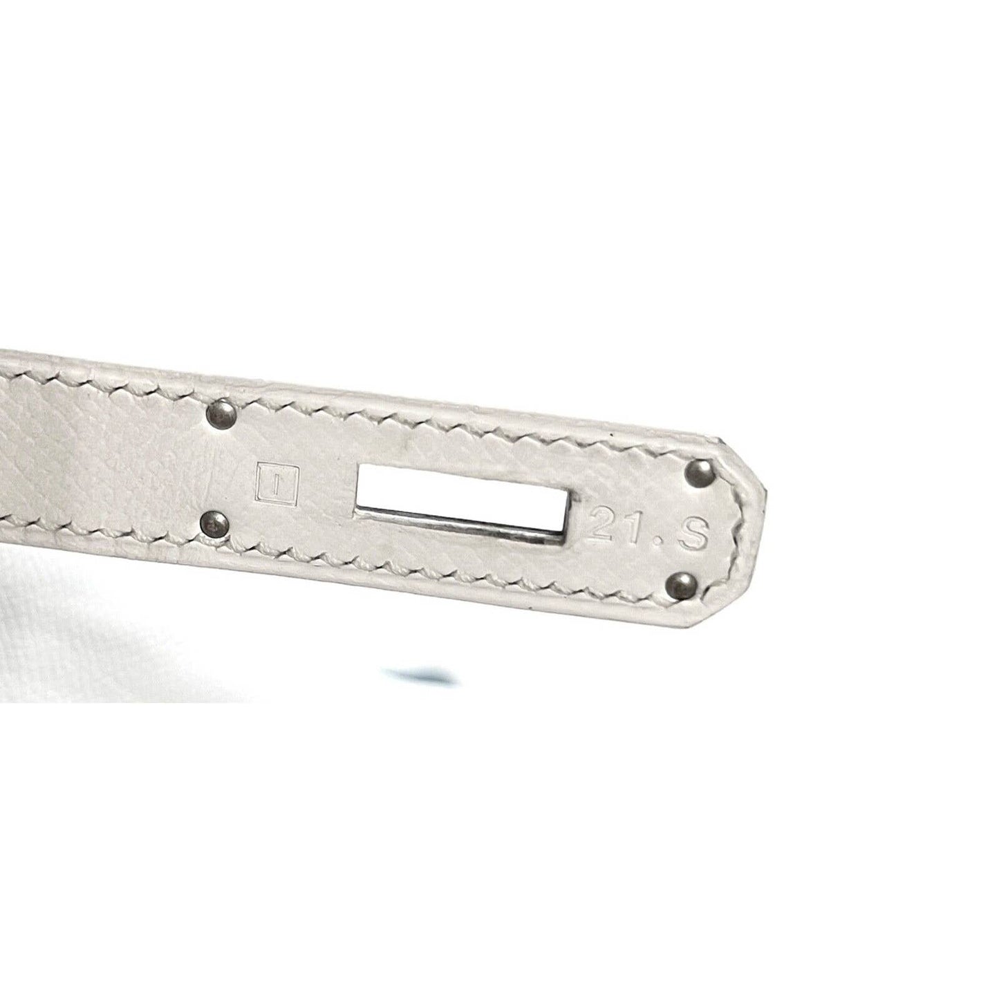 Hermes Kelly 32 Bicolor White Epsom Blue Jean Palladium Hardware