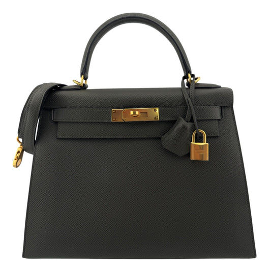 Hermes Kelly 28 Sellier Vert de Gris Green Gray Epsom Leather Gold Hardware