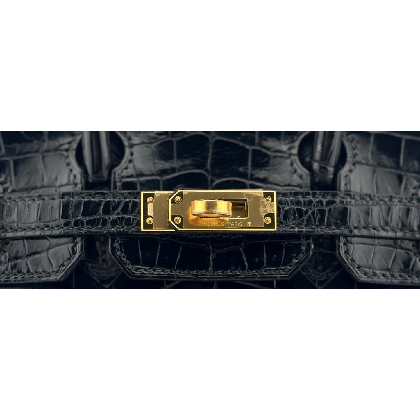Hermes Birkin 25 Black Noir Niloticus Crocodile Leather Gold Hardware