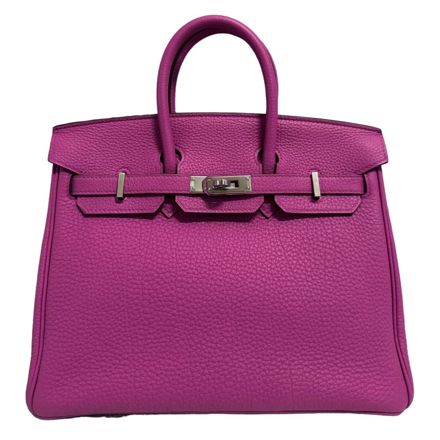 Hermes Birkin 25 Magnolia Pink Purple Togo Leather Handbag Palladium Hardware