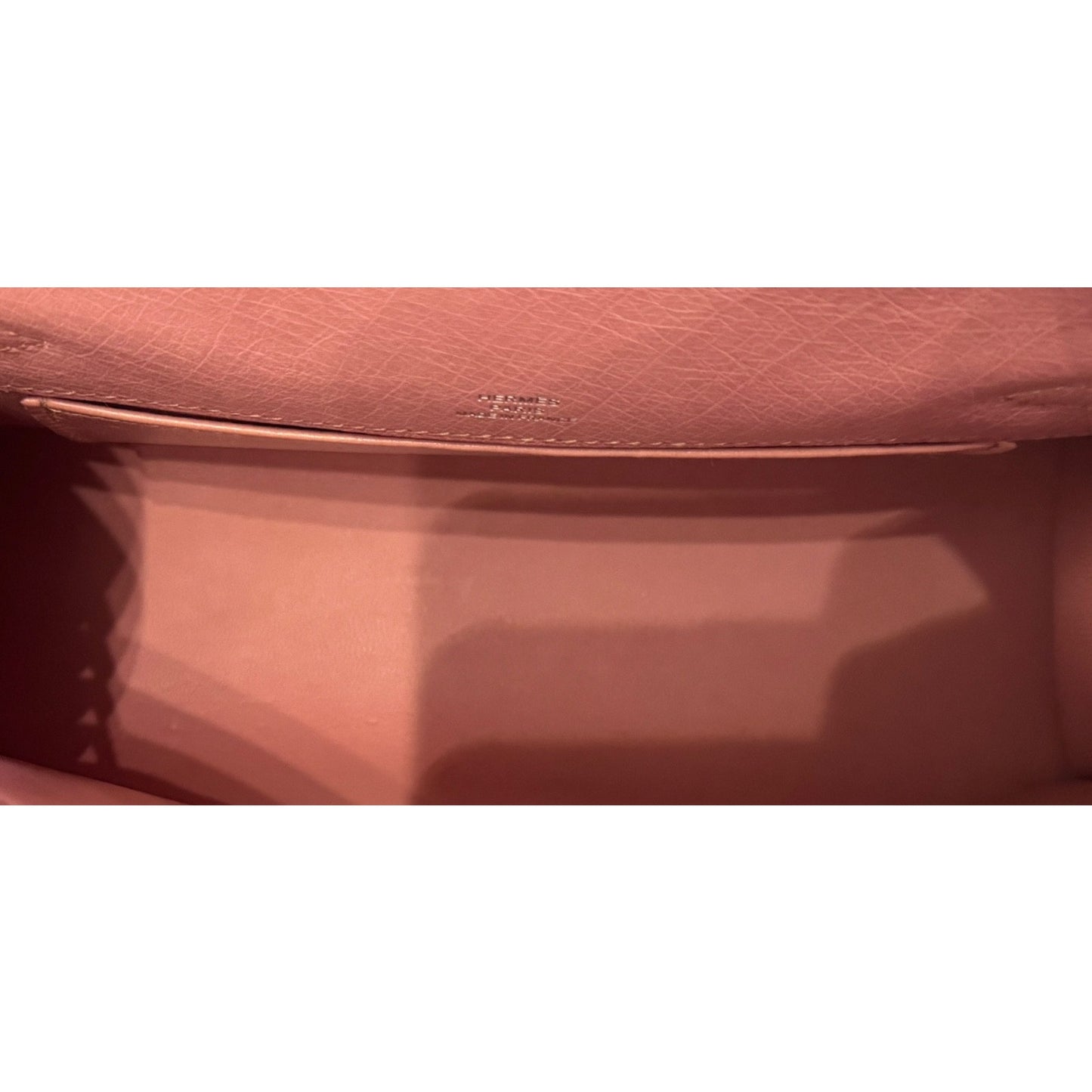 Hermes Kelly Pochette Terre Cuite Pink Ostrich Leather Palladium Hardware