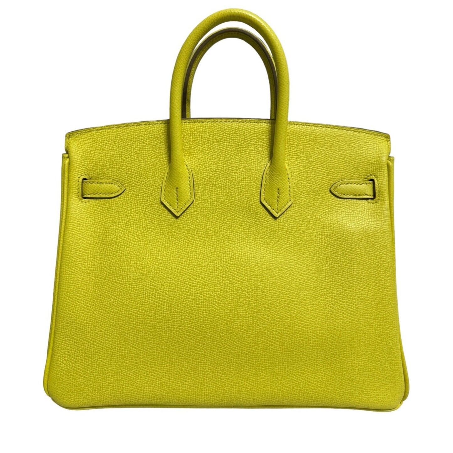 Hermes Birkin 25 Lime Yellow Epsom Leather Palladium Hardware Handbag