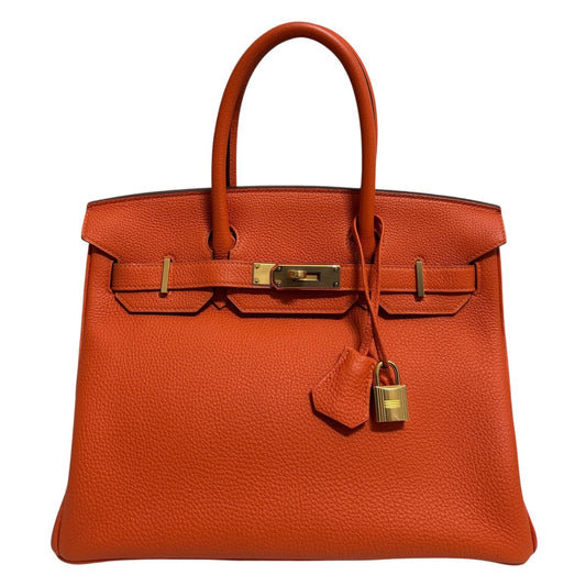 Hermes Birkin 30 Feu Orange Leather Gold Hardware RARE