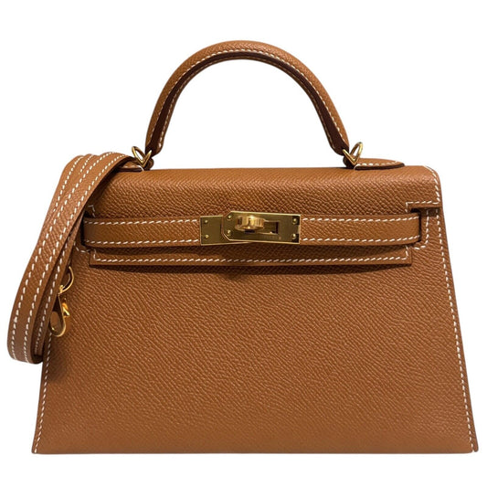 Hermes Kelly Mini 20 Gold Tan Epsom Leather Gold Hardware