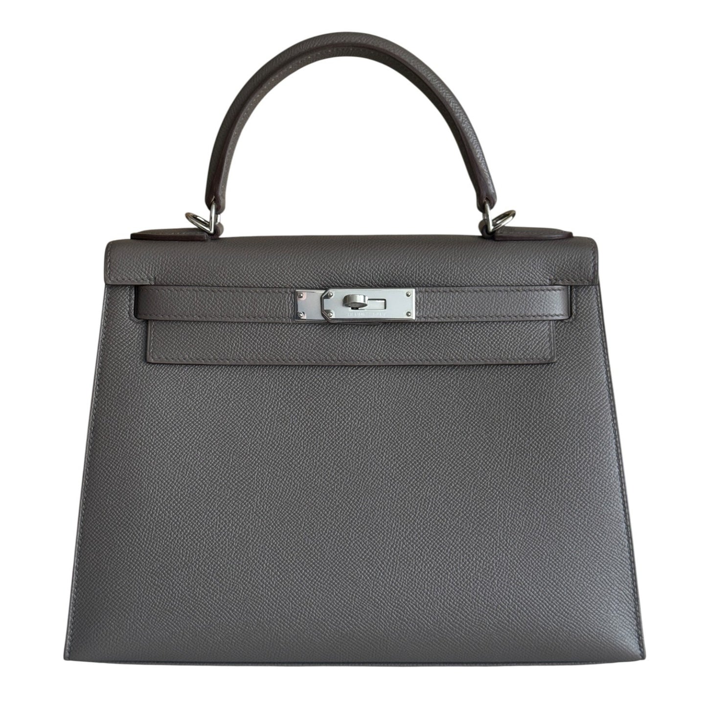 Hermes Kelly 28 Sellier Etain Gray Epsom Leather Palladium Hardware RARE