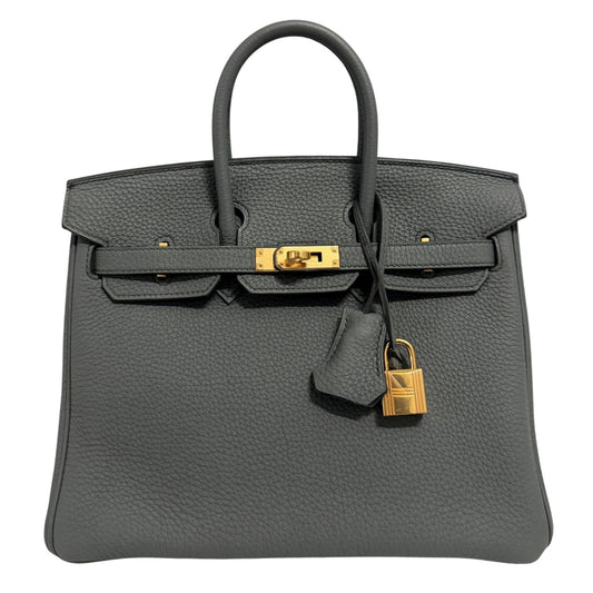 Hermes Birkin 25 Vert Amande Green Gray Togo Leather Gold Hardware Handbag