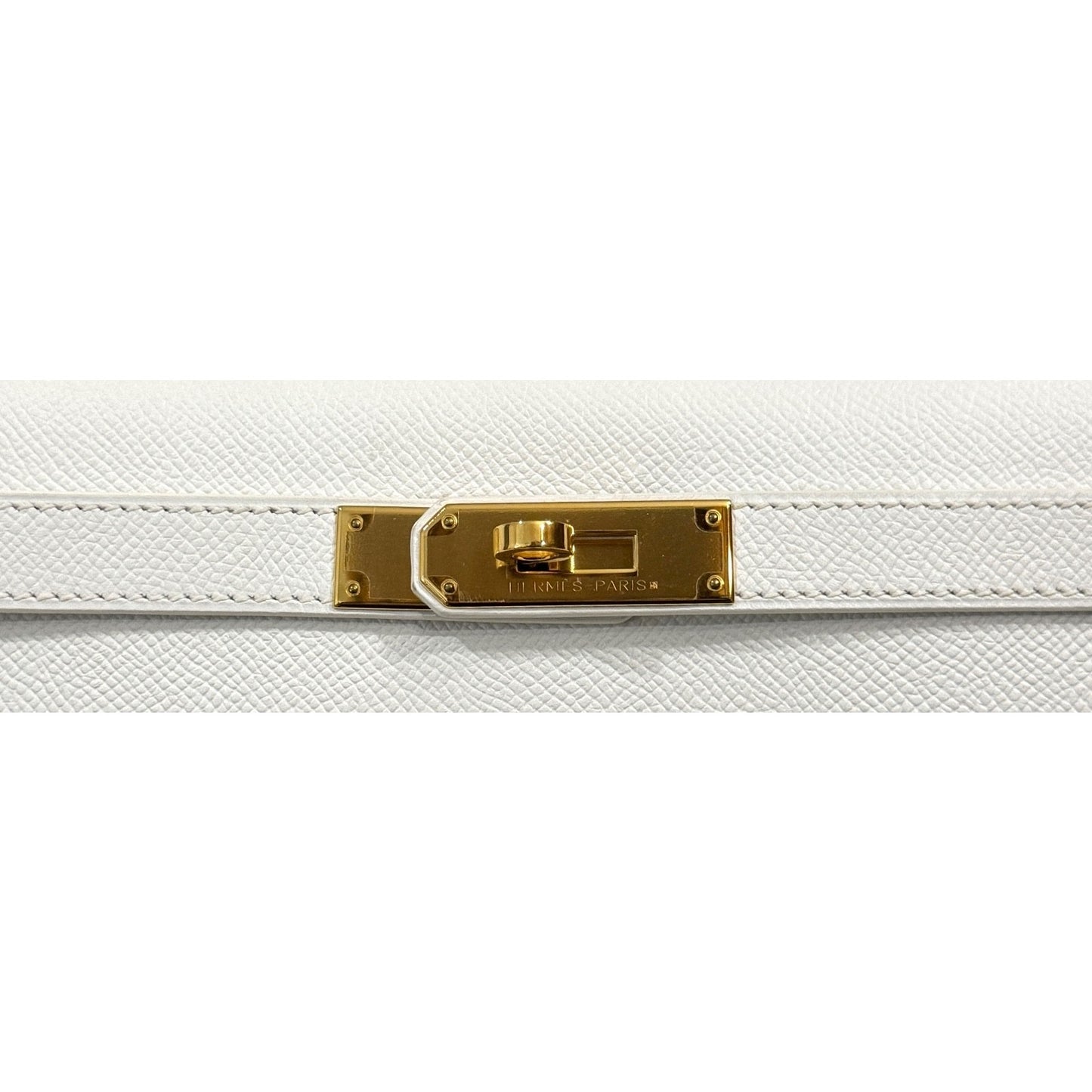 Hermes Kelly 28 Sellier White Blanc Epsom Leather Gold Hardware