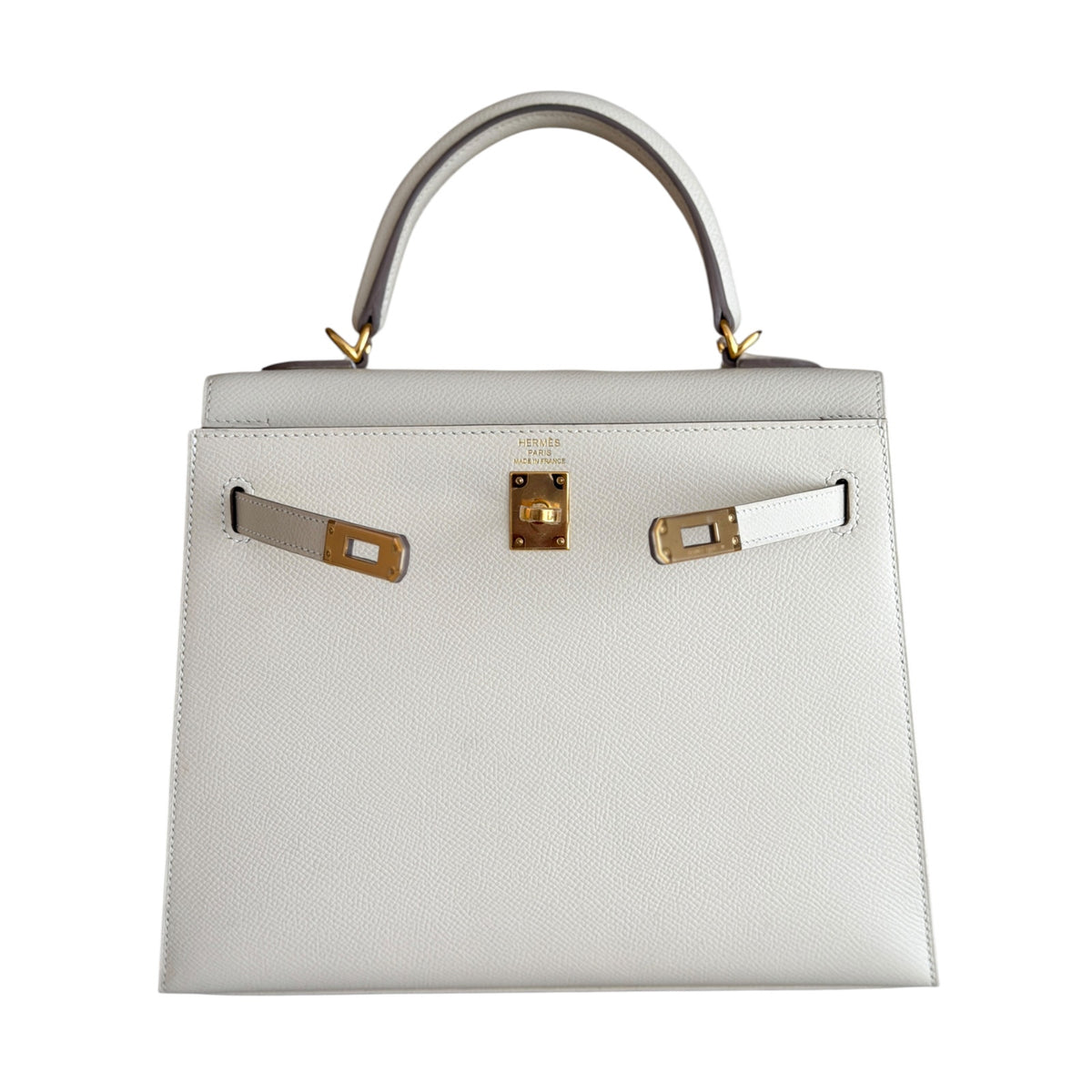 Hermes Kelly 25 Sellier Craie White Epsom Leather Gold Hardware