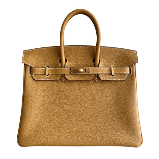Hermes Birkin 25 Naturel Natural Sable Tan Togo Leather Gold Hardware 2025