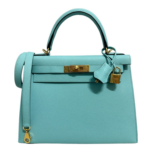 Hermes Kelly 28 Sellier Blue Atoll Tiffany Blue Epsom Leather Gold Hardwar