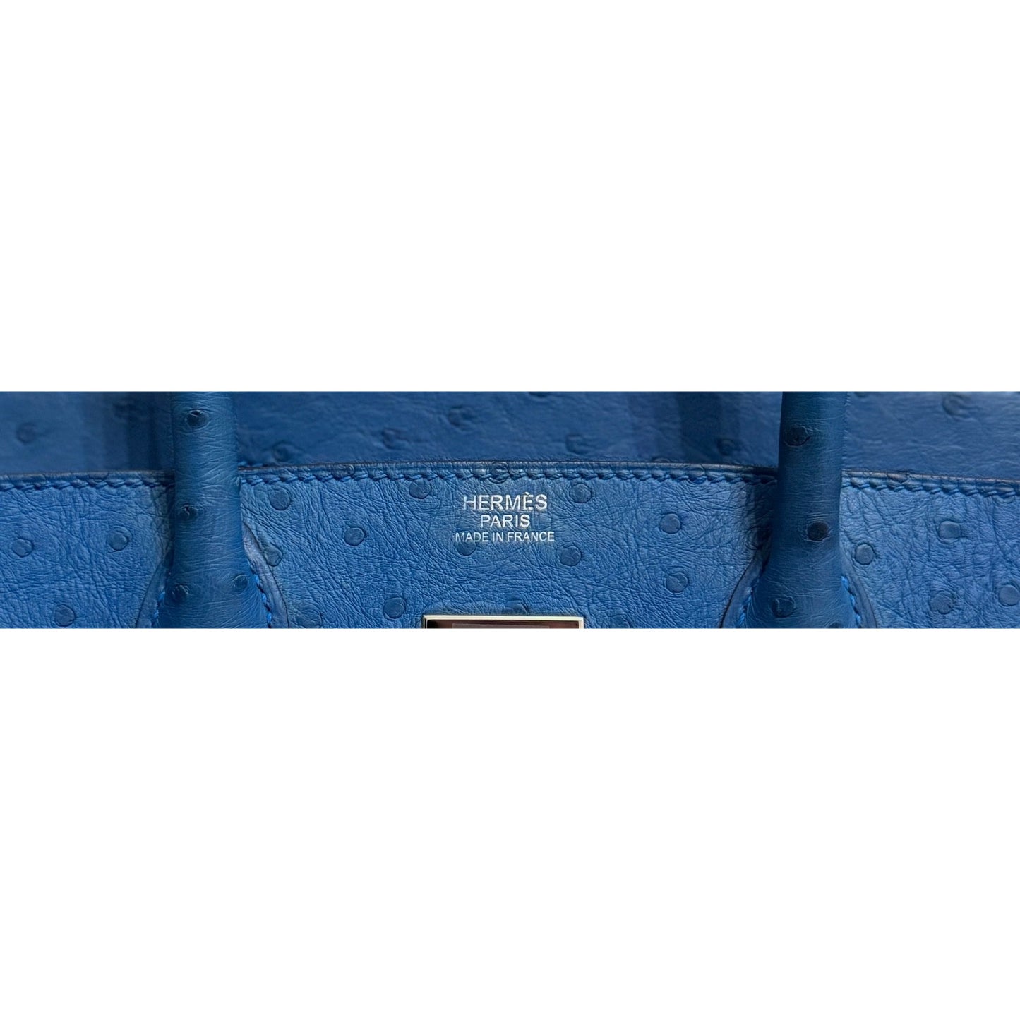Hermes Birkin 30 Ostrich Blue Mykonos Leather Palladium Hardware RARE