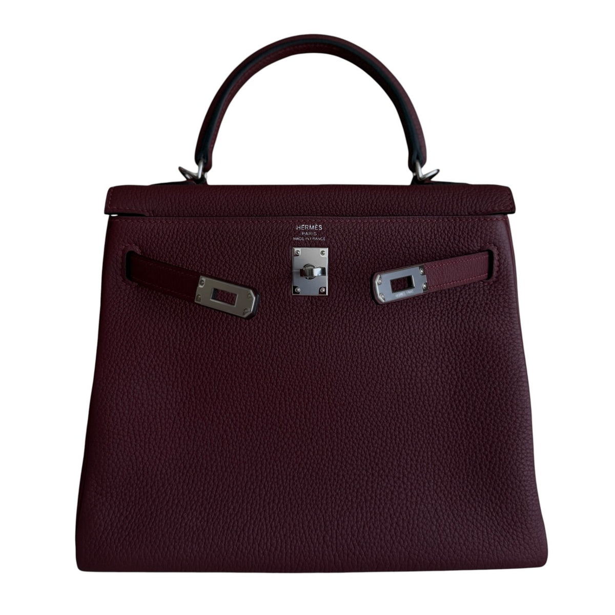 Hermes Kelly 25 Rouge H Red Togo Leather Palladium Hardware RARE