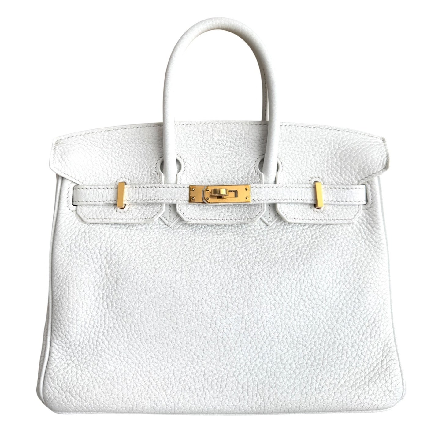 Hermes Birkin 25 White Blanc Leather Gold Hardware Rare